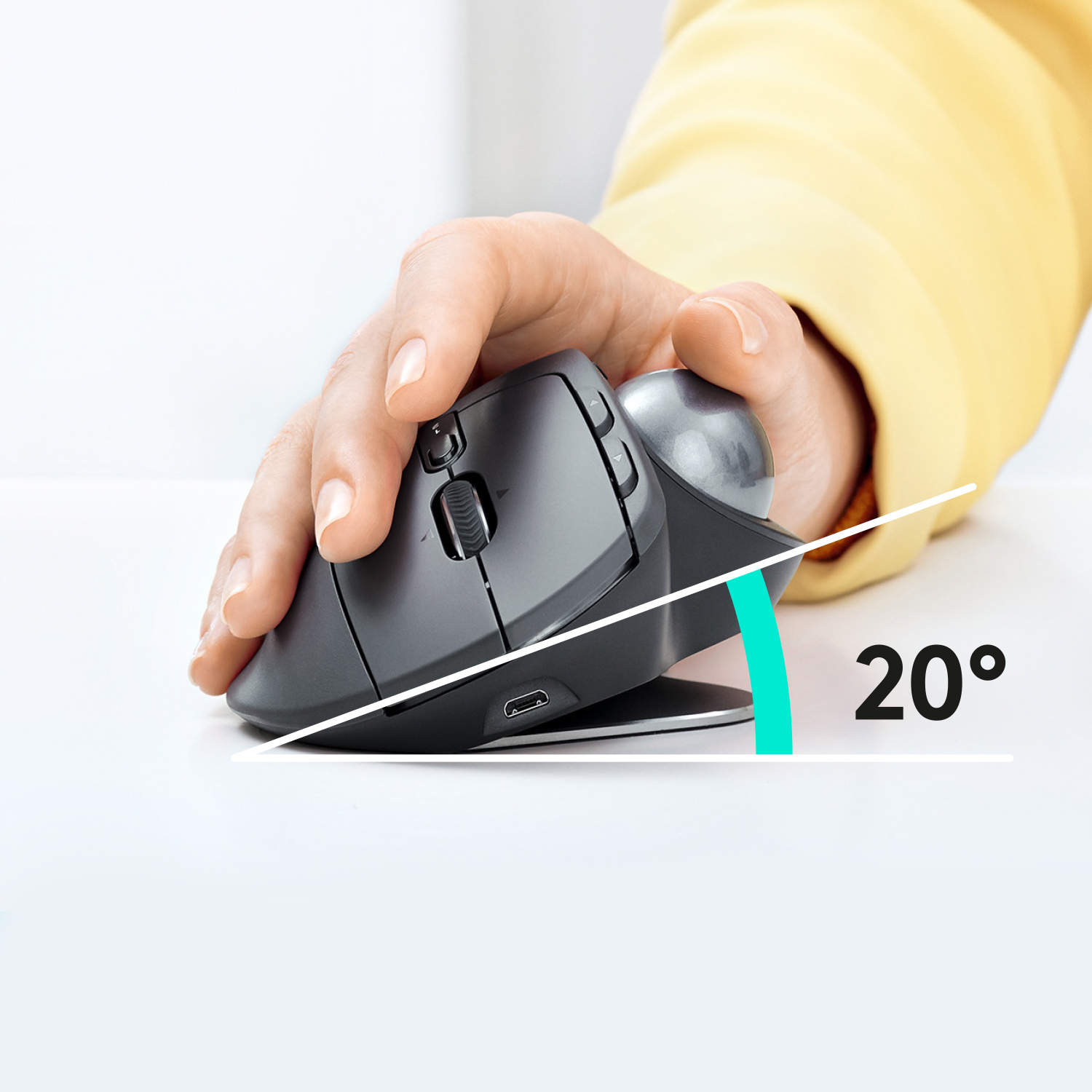 Logitech MX ERGO - Trackball - optisch - 8 Tasten - kabellos - Bluetooth, 2.4 GHz - kabelloser Empfä