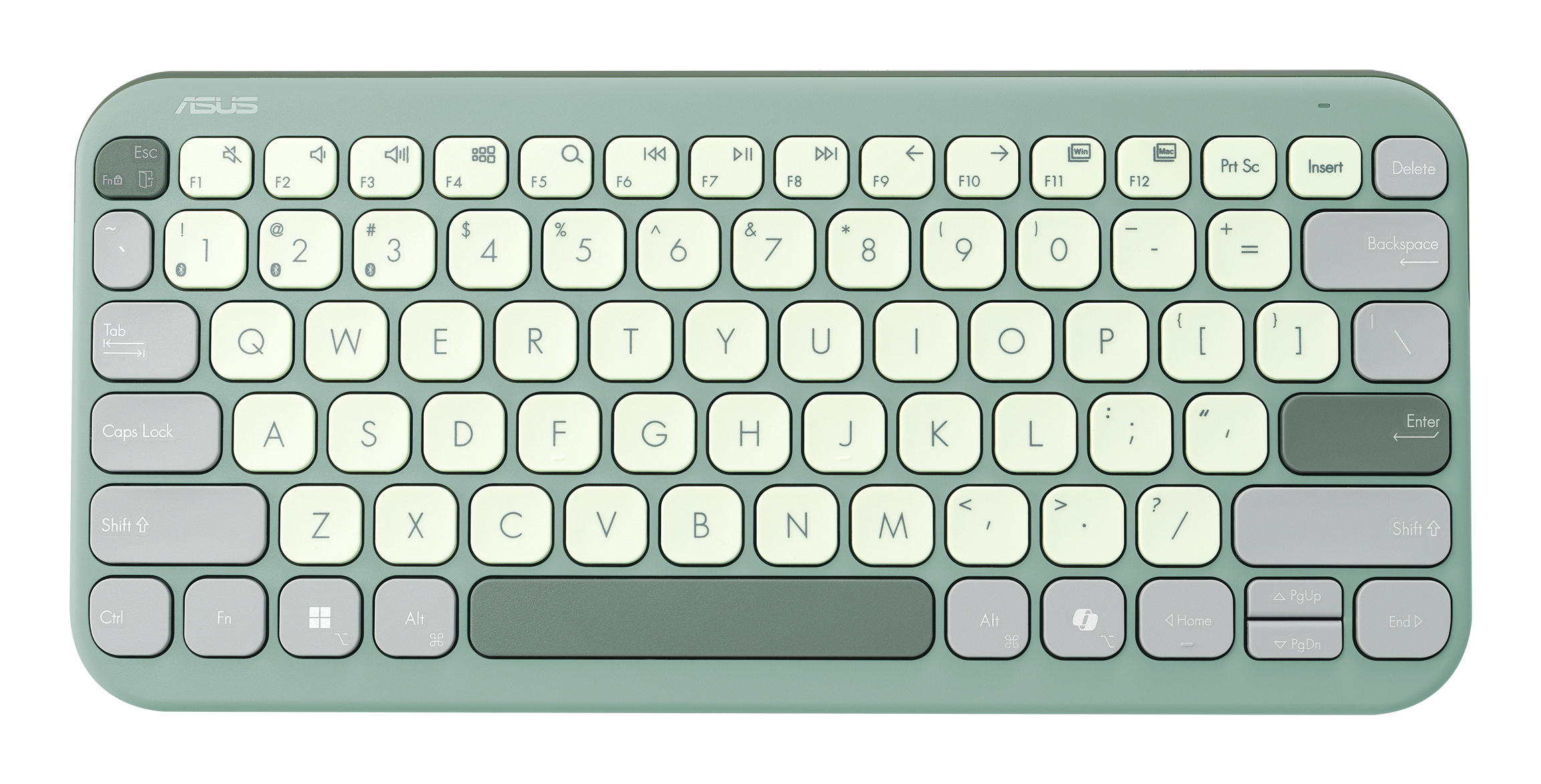 ASUS Marshmallow Keyboard KW100, 75%, Kabellos, Bluetooth, Scherenschalter, QWERTZ, Grün