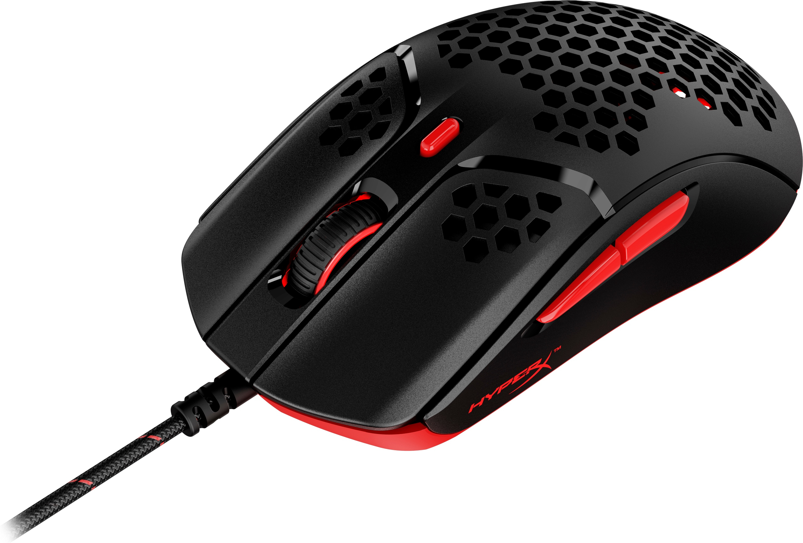 HP HyperX Pulsefire Haste ? Gaming-Maus (Schwarz-Rot), Beidhändig, Optisch, USB Typ-A, 16000 DPI, Sc