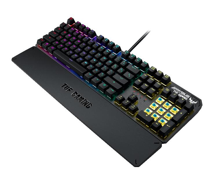 ASUS TUF Gaming K3, Volle Größe (100%), USB, Halbmechanischer Schlüsselschalter, QWERTZ, RGB-LED, Gr