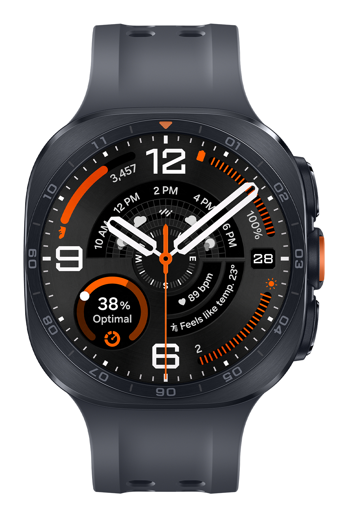 Samsung Galaxy Watch Ultra2 - 47 mm - titanfarben grau - intelligente Uhr mit Marineband - schwarz -