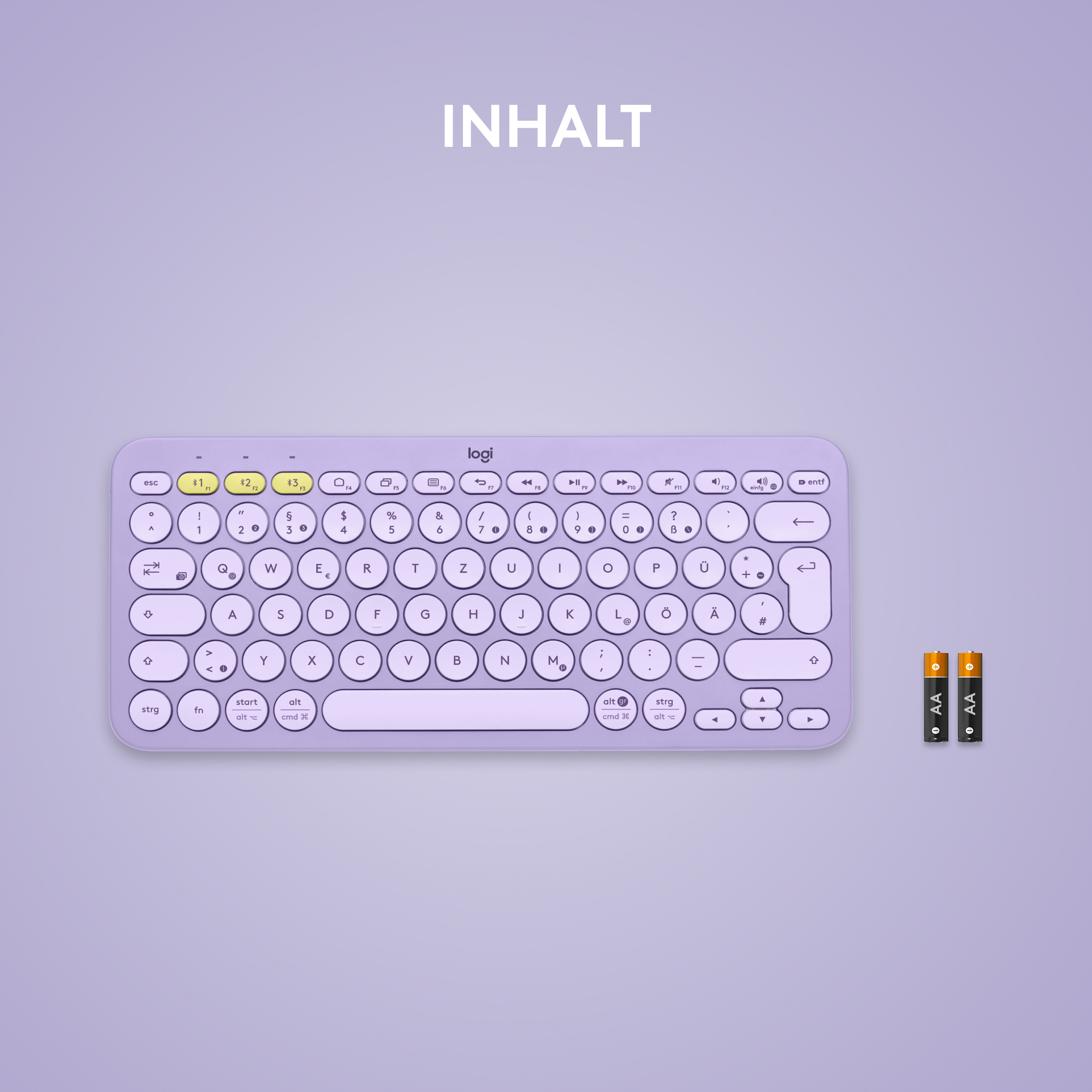 Logitech K380, Mini, Kabellos, Bluetooth, QWERTZ, Lavendel