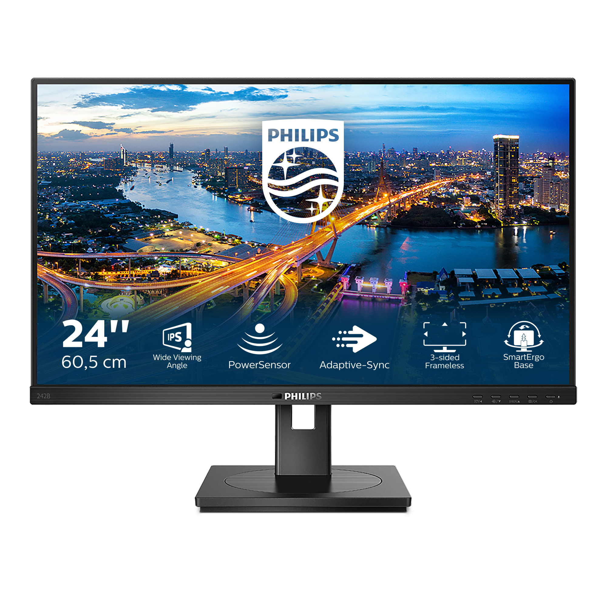 Philips B-line 242B1 Monitor 60.5cm (23.8") Full HD, IPS, 4ms, HDMI, DP, VGA, DVI, USB