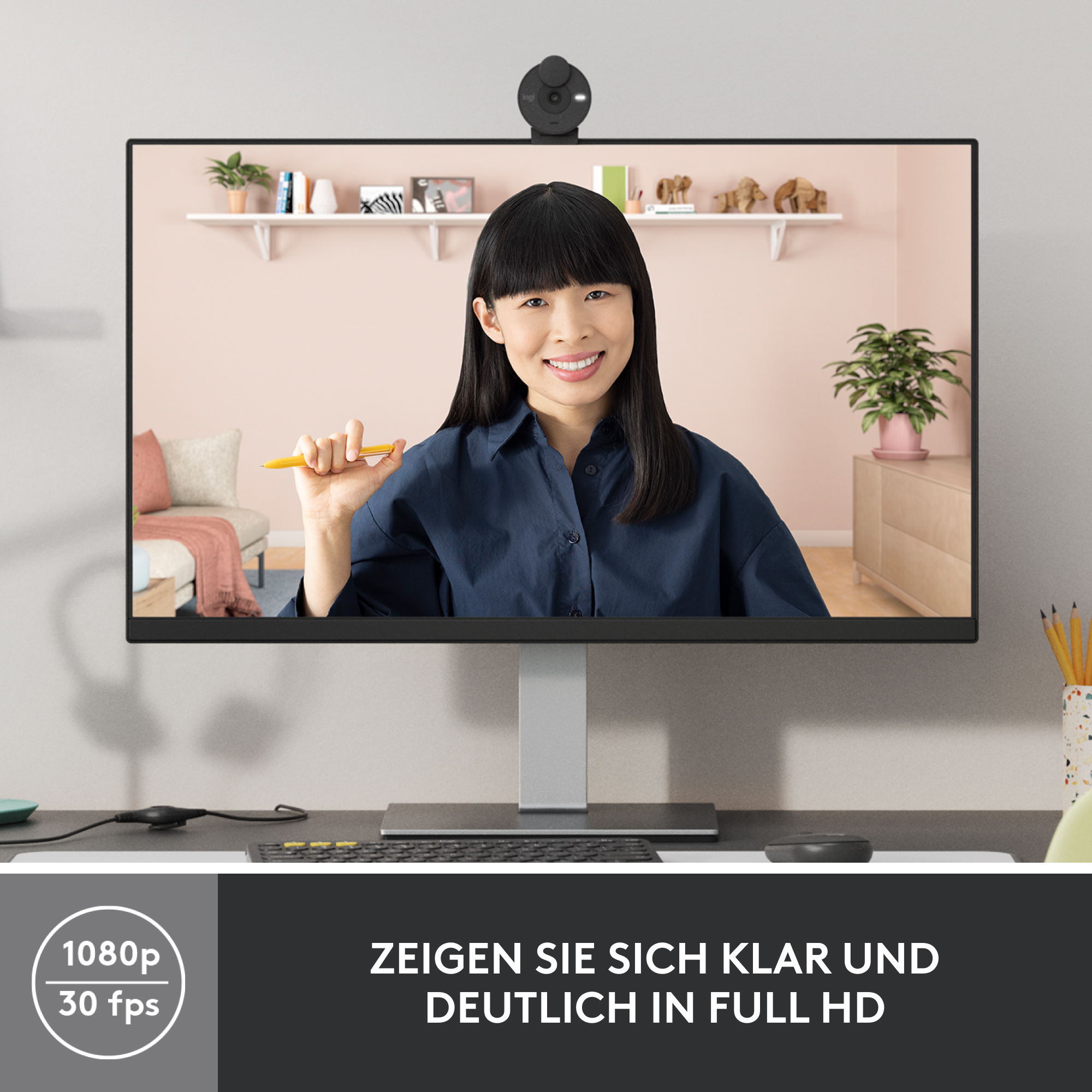 Logitech Brio 300, 2 MP, 1920 x 1080 Pixel, Full HD, 30 fps, 1280x720@30fps, 1920x1080@30fps, 720p,