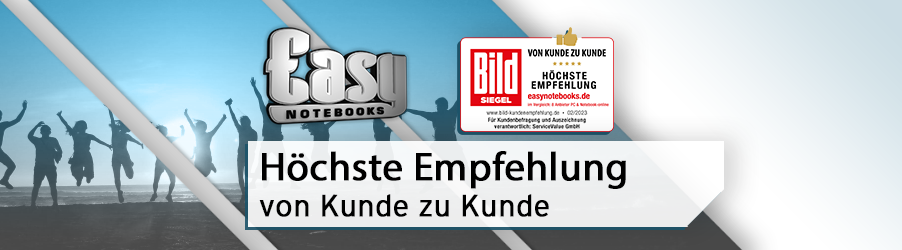 Easynotebooks.de - 2023 die höchste Weiterempfehlung durch unsere Kunden!