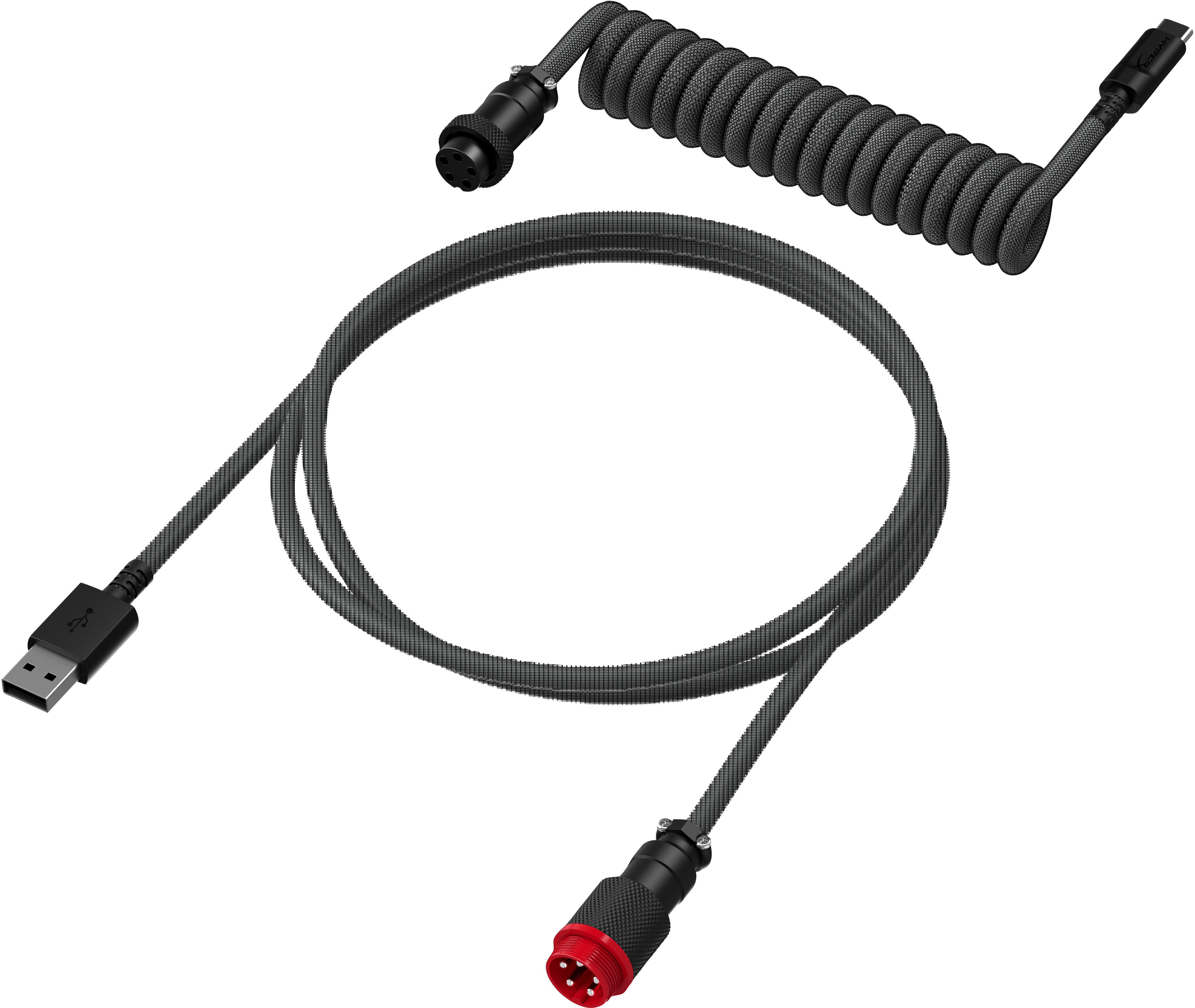 HP USB-C Spiralkabel grau-schwarz, Schwarz, Grau, 1,37 m, 2 Stück(e), HP, USB Typ-A, USB Typ-C