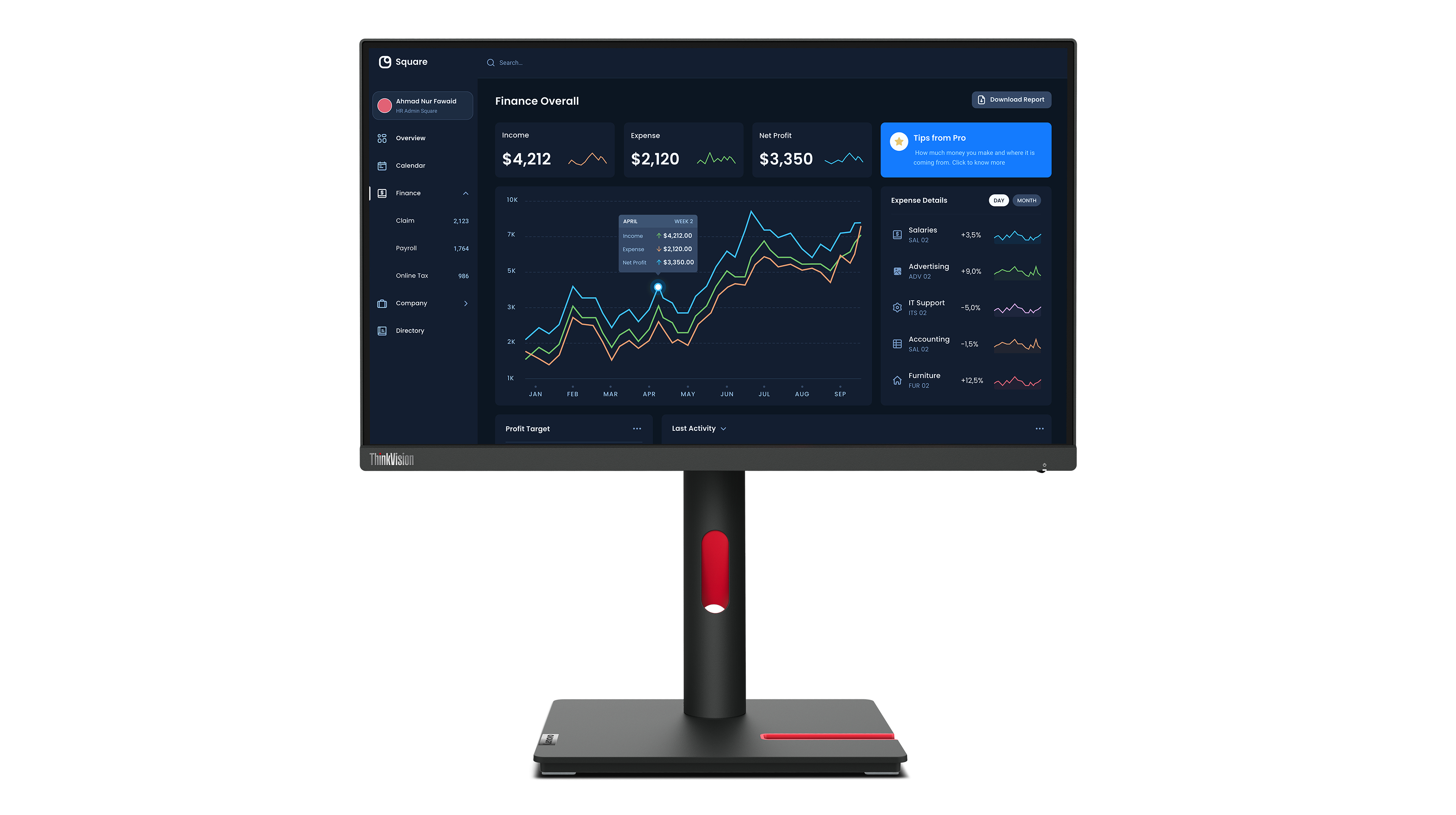 Lenovo ThinkVision T22i-30 - LED-Monitor - 55.9 cm (22")