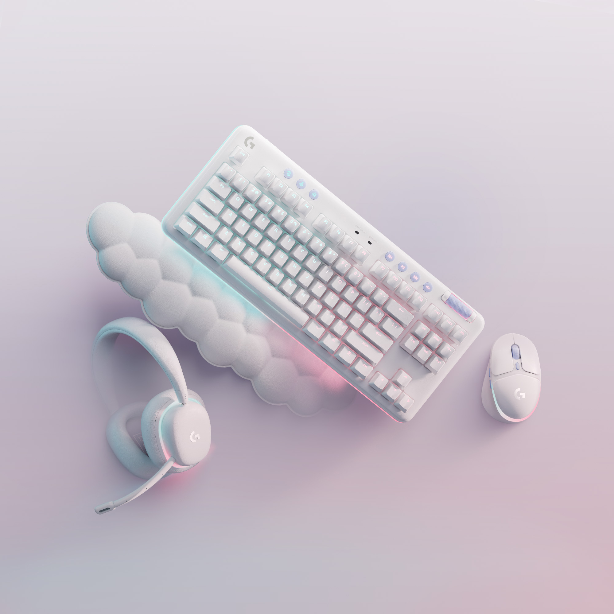 Logitech G G715, Kabellos, RF Wireless + Bluetooth, Mechanischer Switch, QWERTZ, RGB-LED, Weiß