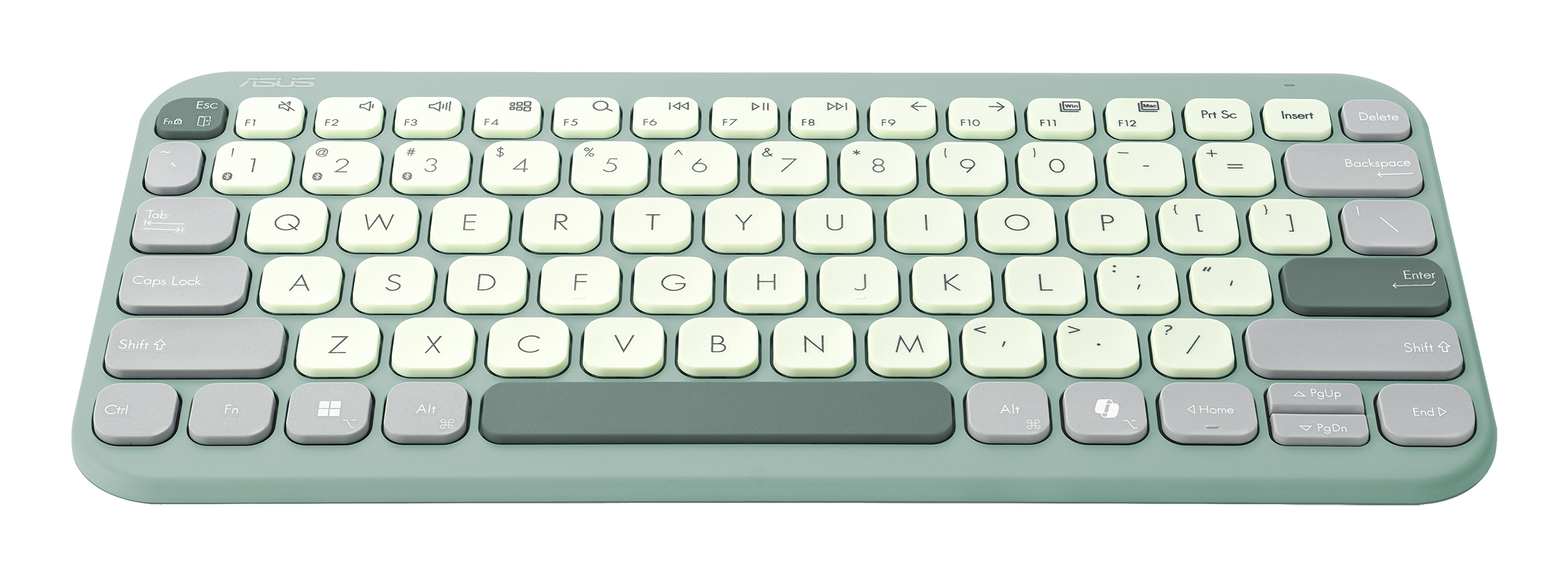 ASUS Marshmallow Keyboard KW100, 75%, Kabellos, Bluetooth, Scherenschalter, QWERTZ, Grün