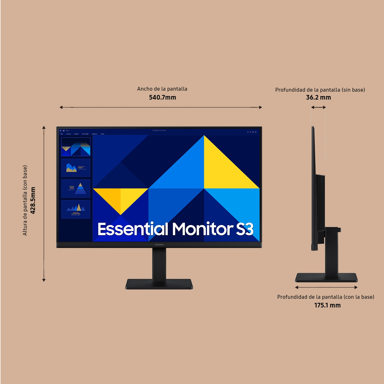 Samsung Essential S3 S24D304GAU Monitor 61cm (24") Full HD, IPS, 5ms, HDMI, VGA
