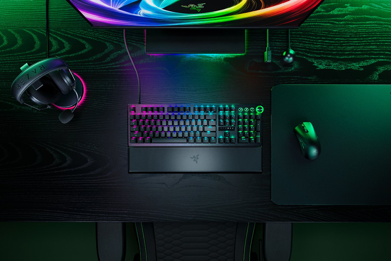 Razer Huntsman V3 Pro 8KHz - Tastatur - full size - mit Knopf - USB-C - QWERTZ - Deutsch - Tastensch