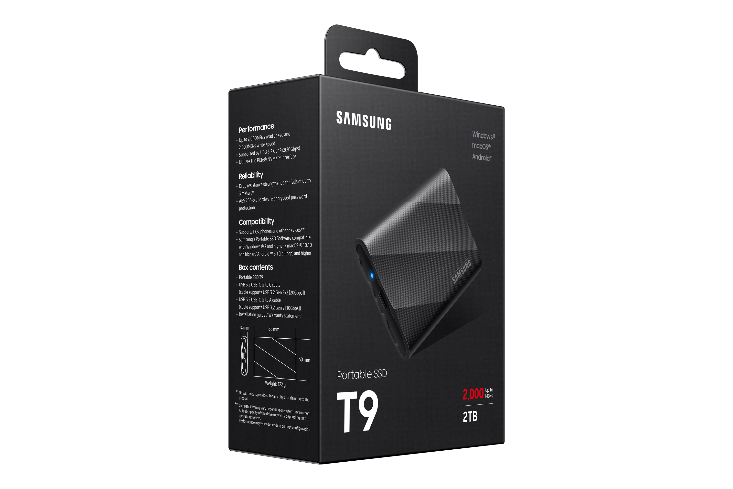 Samsung Portable SSD T9 schwarz 2TB, USB-C 3.2