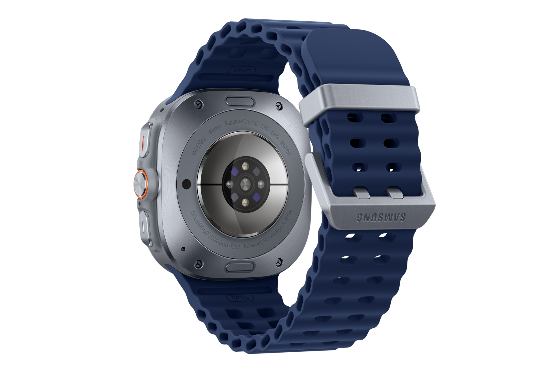 Samsung Galaxy Watch Ultra - 47 mm - Titanium Blue - intelligente Uhr mit Marineband - Gummi - Blau