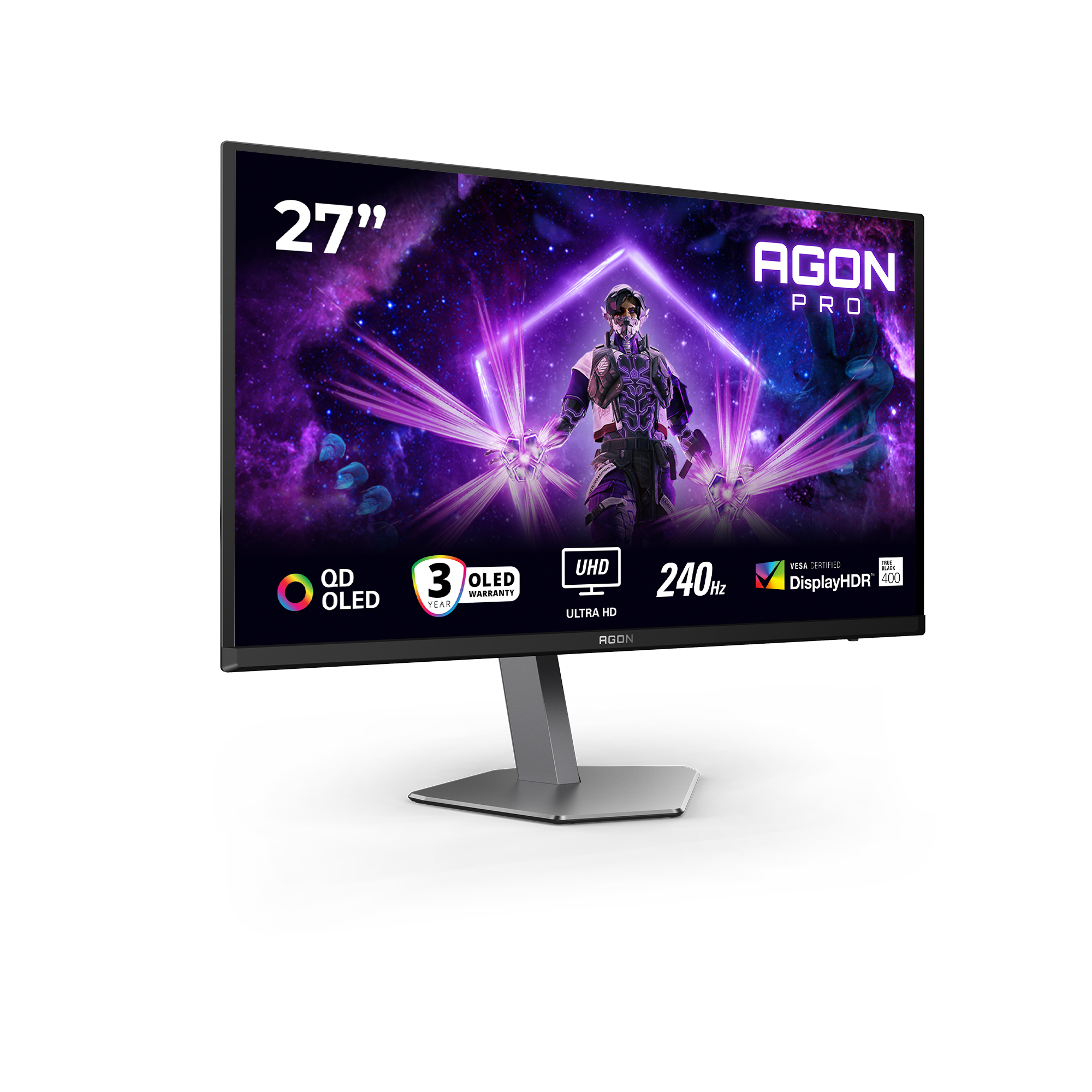 AOC G2 AG276UZD, 67,3 cm (26.5"), 3840 x 2160 Pixel, 4K Ultra HD, OLED, 0,03 ms, Schwarz