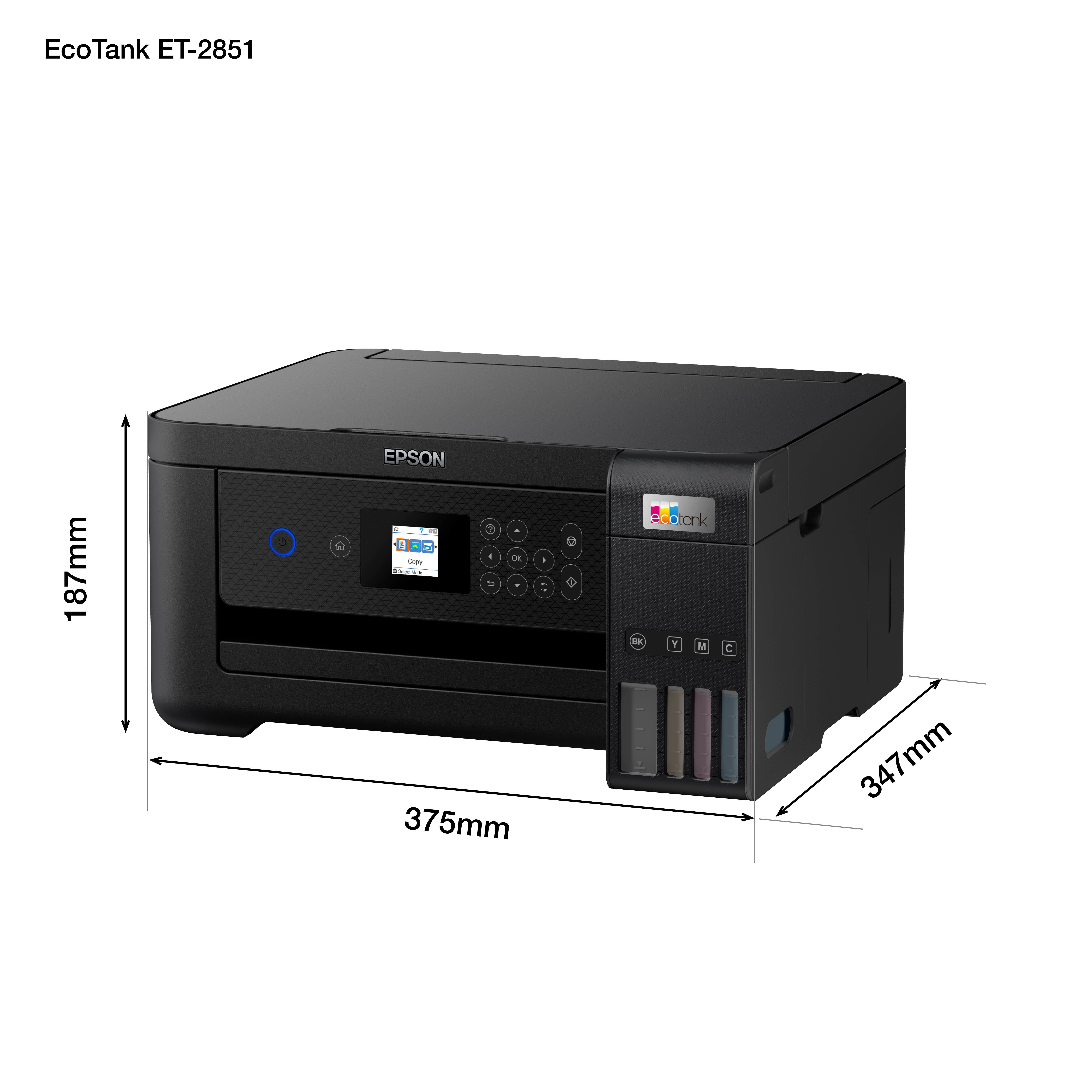 Epson EcoTank ET-2851 - Multifunktionsdrucker - Farbe - Tintenstrahl - wiederbefüllbar - A4 (Medien)