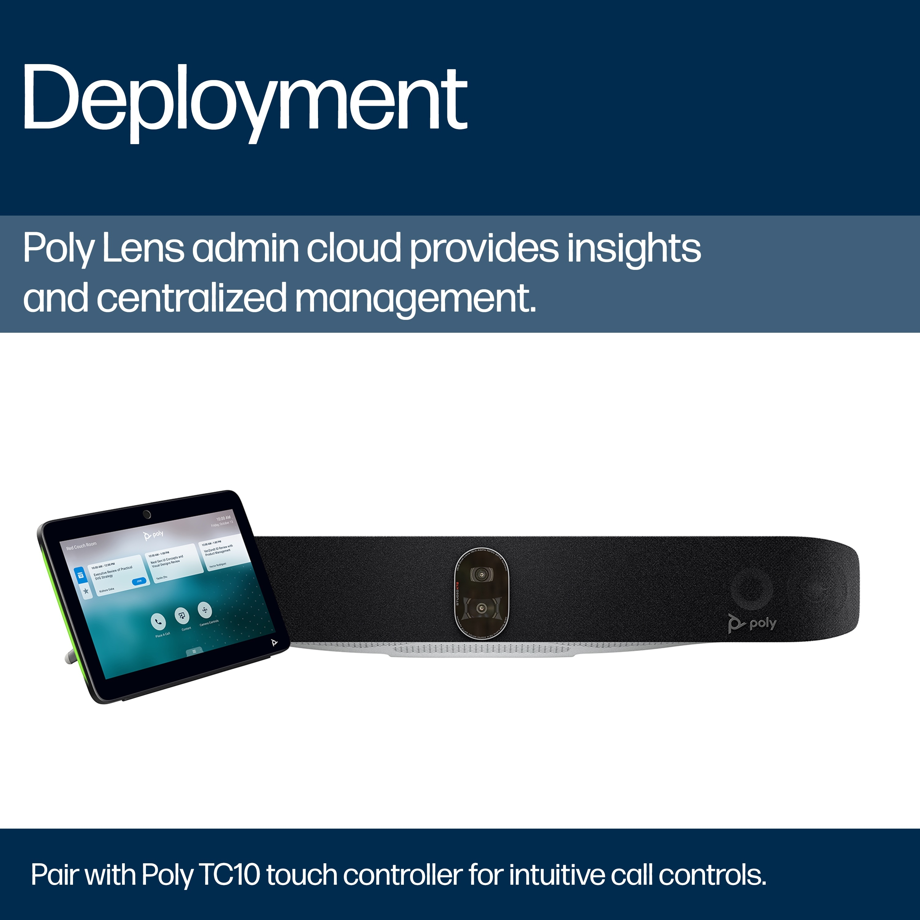 Poly HP Poly Studio X72 - Ohne Stromkabel - Kit für Videokonferenzen (Videoleiste, Poly TC10 Touchco
