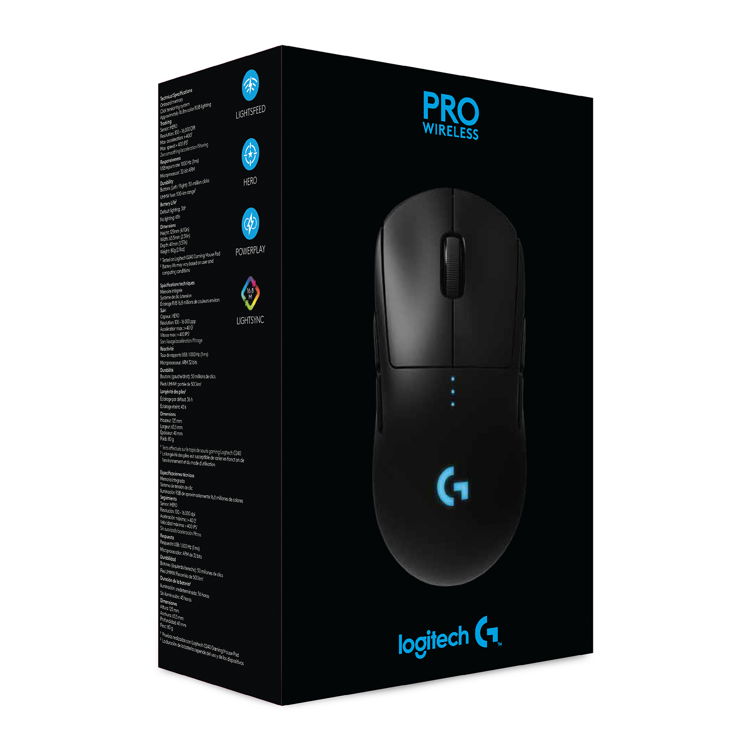 Logitech G Pro - Maus - rechts- und linkshändig - optisch - kabellos - 2.4 GHz - kabelloser Empfänge