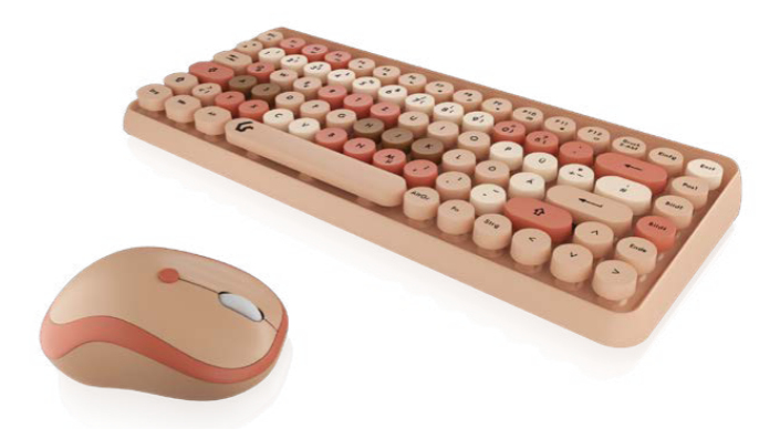 KeySonic KSKM-5200M-RF (DE), Maus-Tastatur-Set, Mini Tastatur, runde Tasten, Kunststoff, Mehrfarbig
