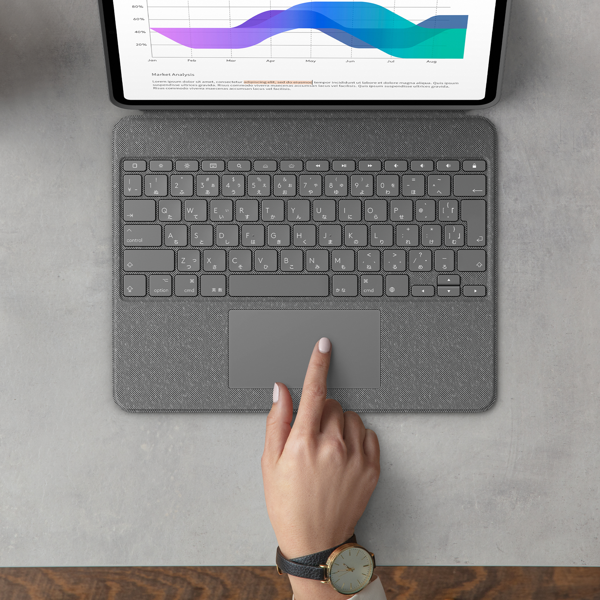 Logitech Combo Touch - Tastatur und Foliohülle - mit Trackpad - hintergrundbeleuchtet - Apple Smart
