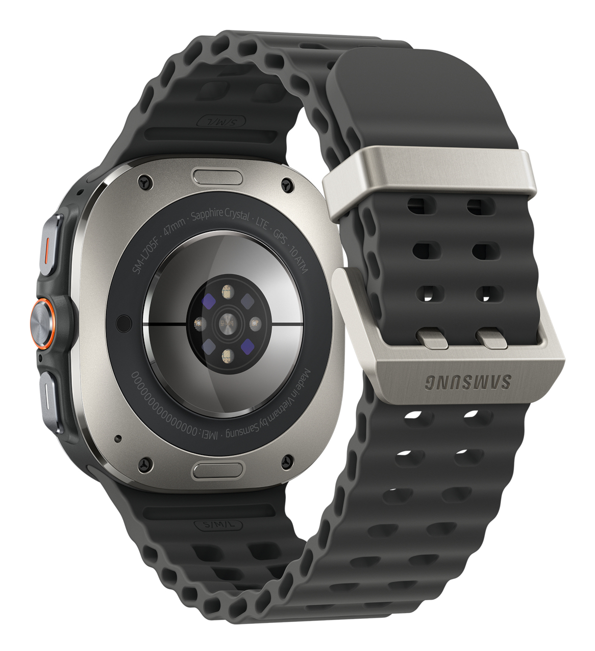 Samsung Galaxy Watch Ultra - 47 mm - titanium silver - intelligente Uhr mit Marineband - Gummi - Dar