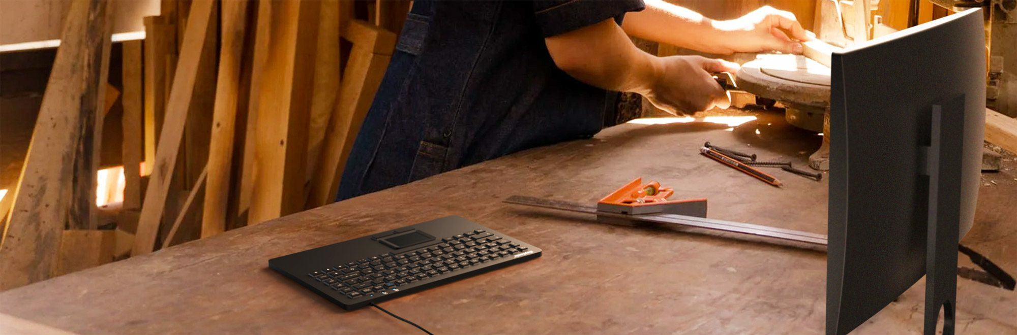 KeySonic KSK-5230 IN (UK) Industrie Tastatur, USB, Touchpad, schwarz, 2 Maustasten, wasserdicht IP68