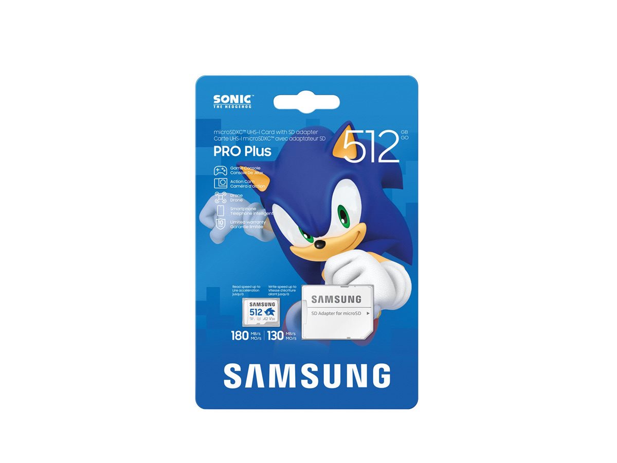 Samsung PRO Plus MB-MD512SA - Sonic the Hedgehog Flash-Speicherkarte (microSDXC-an-SD-Adapter inbegr