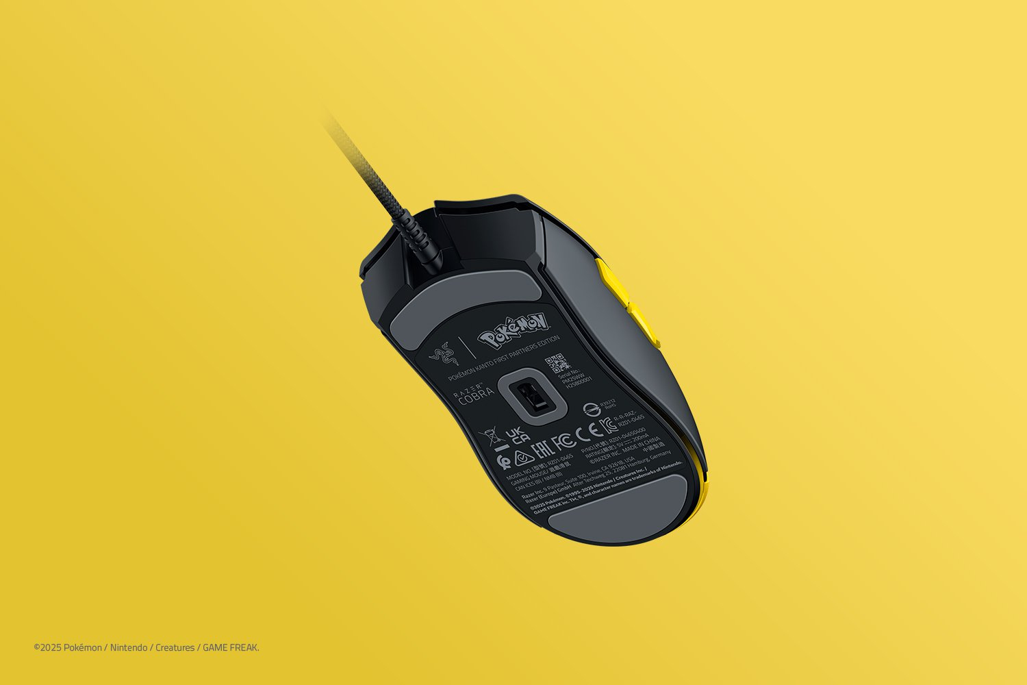 Razer Cobra, rechts, Optisch, RF Wireless, 8500 DPI, Schwarz, Gelb