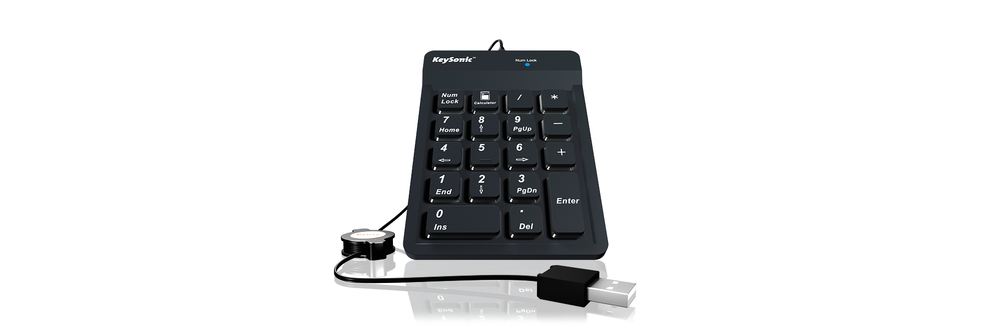 KeySonic ACK-118BK Nummernblock, Silikon, USB, schwarz, USB, 18, Universal, Schwarz
