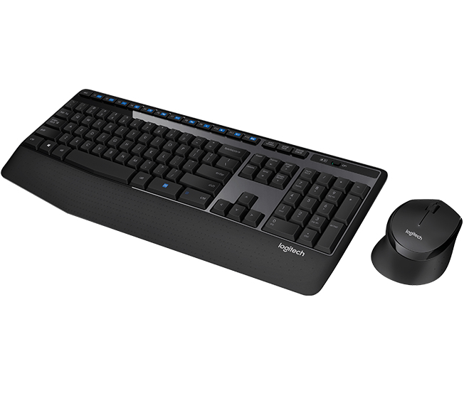 Logitech Wireless Combo MK345, Volle Größe (100%), Kabellos, RF Wireless, QWERTY, Schwarz, Maus enth