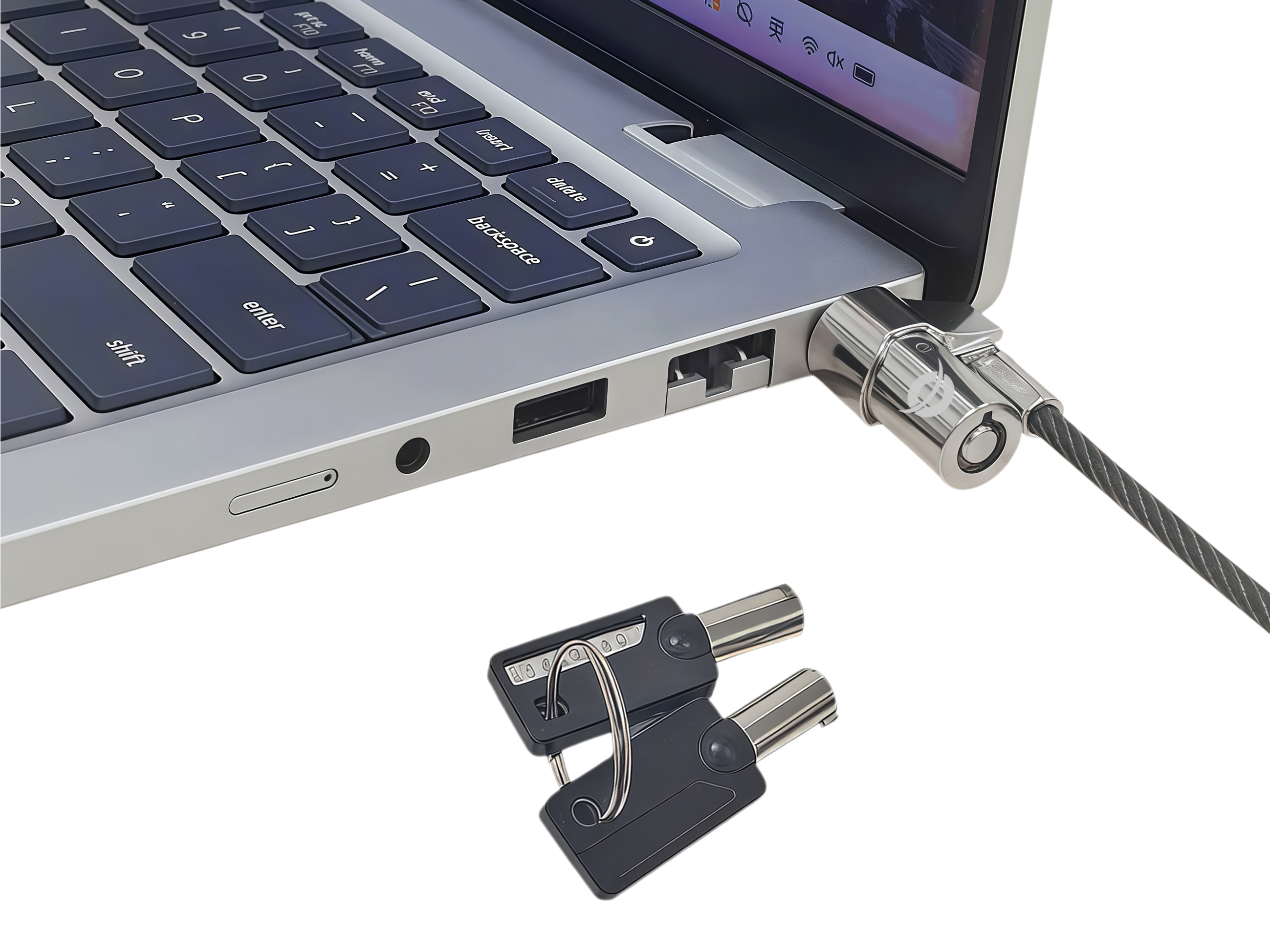 Conceptronic CUSTODIO02BWM Laptop-Schloss mit Schlüssel, Wedge-Slot, Master-Key-kompatibel, 1,8 m, 1