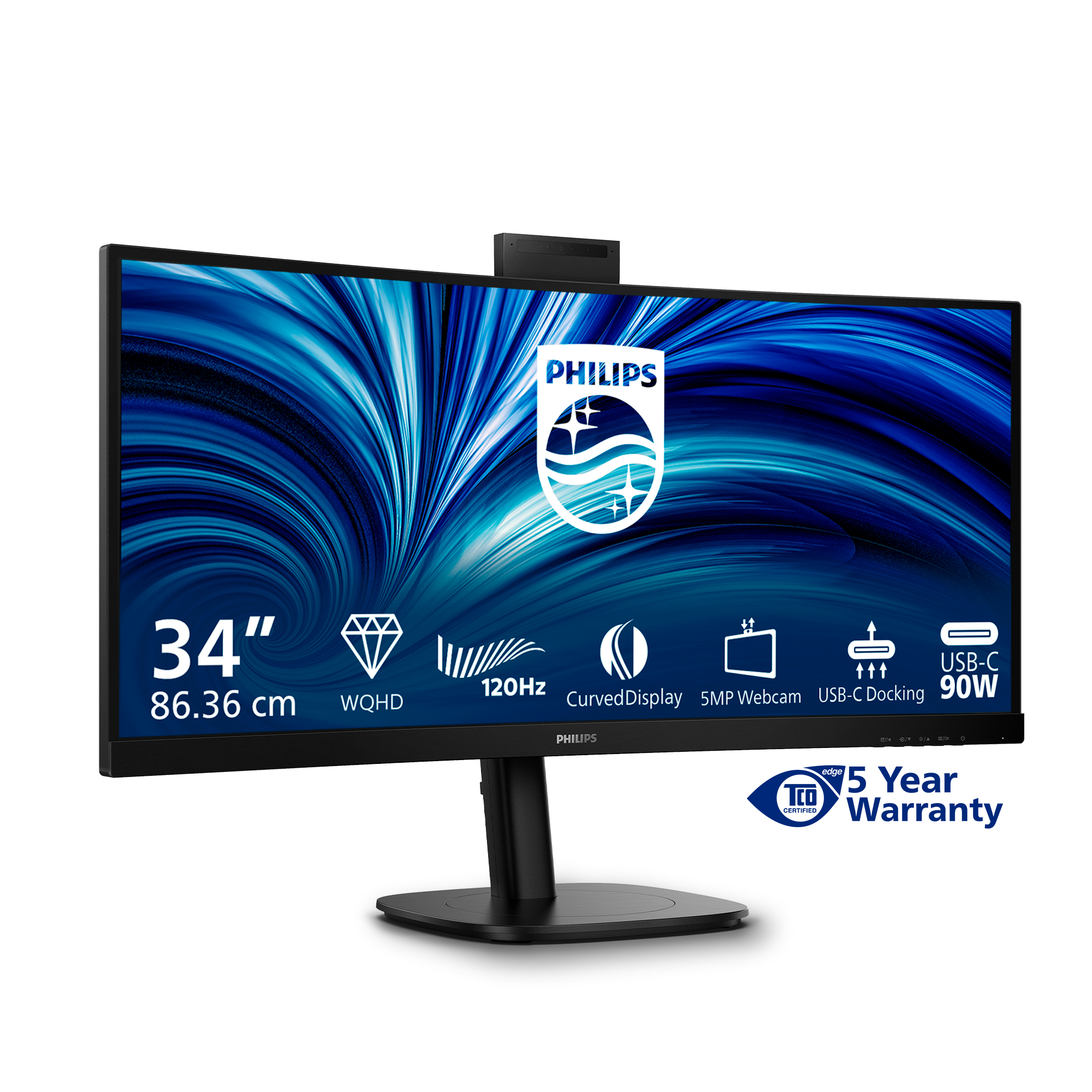 Philips 3000 Series 34B2U3600CH Curved-Monitor 86.4cm (34") UWQHD, VA, 4ms, HDMI, DP, USB-C, RJ45