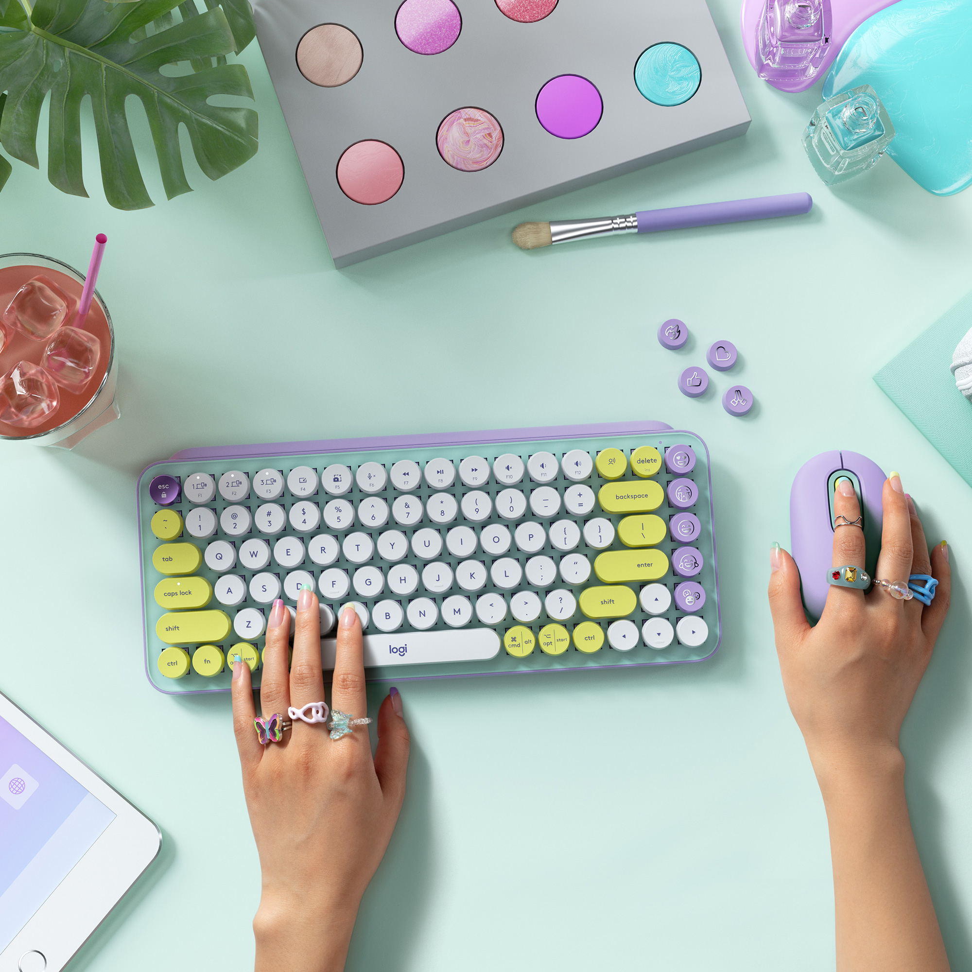 Logitech POP Keys - Tastatur - kabellos - Bluetooth 5.1, Bluetooth LE