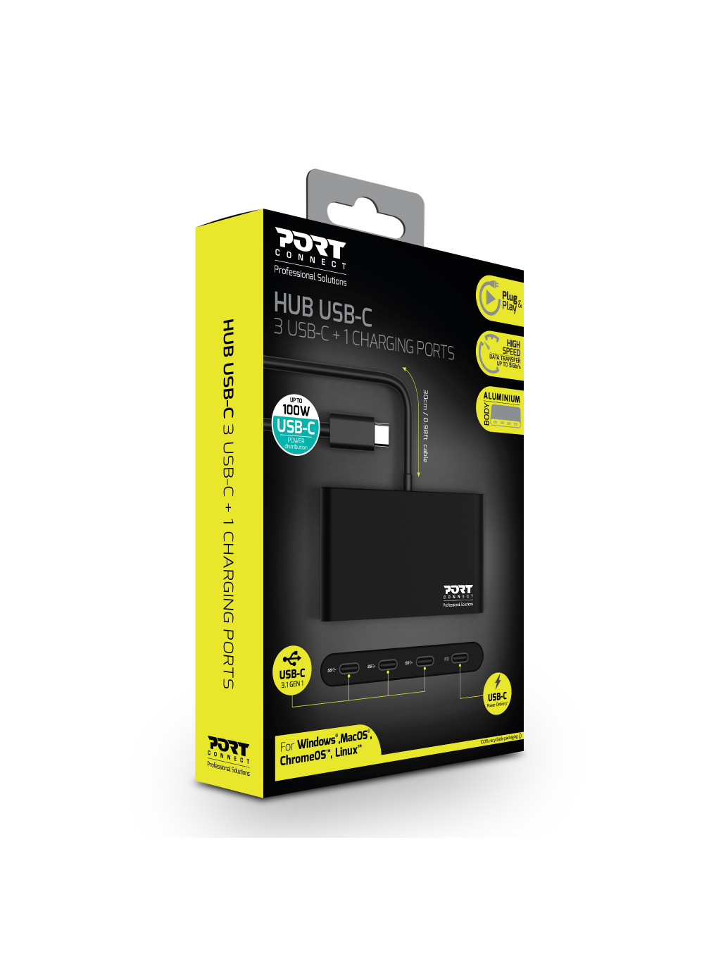 PORT Designs PORT Connect - Hub - 3 x USB-C + 1 x USB-C (Spannungsversorgung)