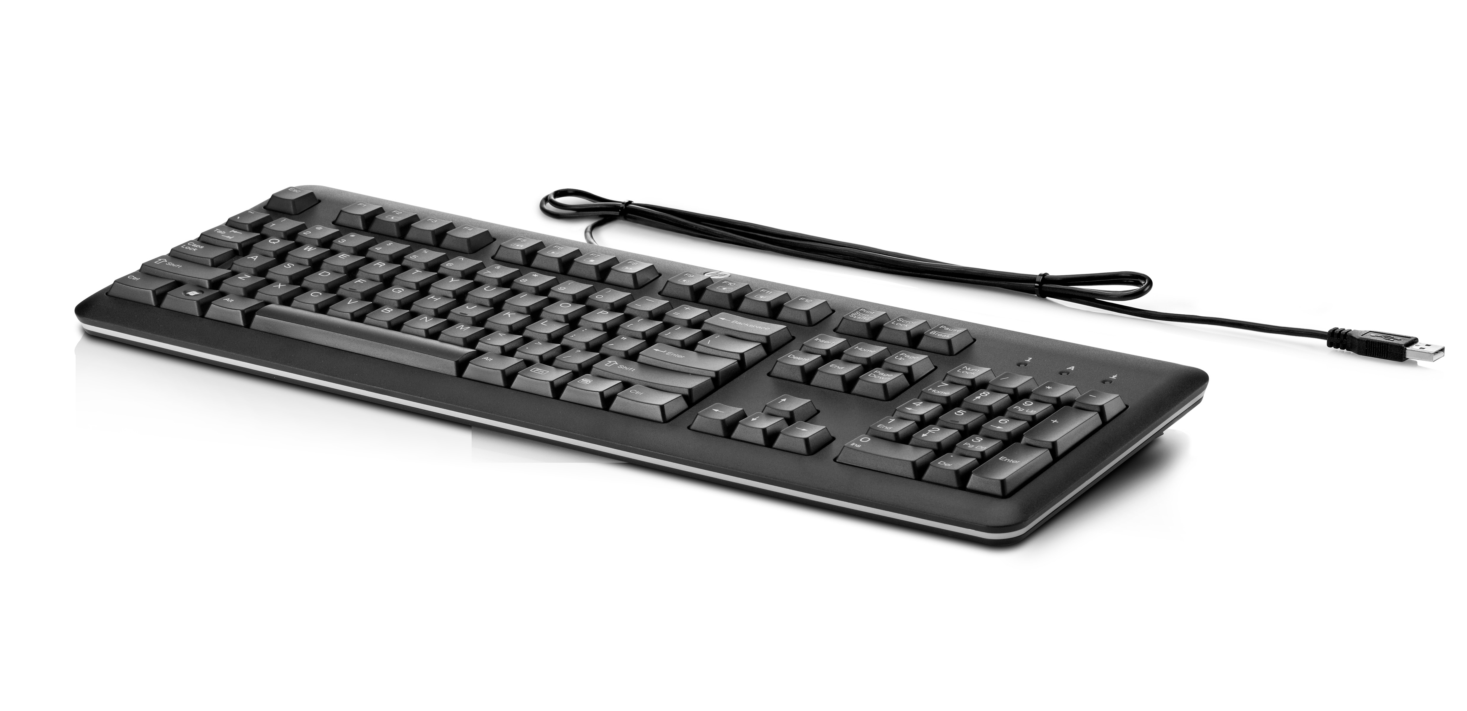 HP USB-Tastatur für PC, Volle Größe (100%), Kabelgebunden, USB, Schwarz