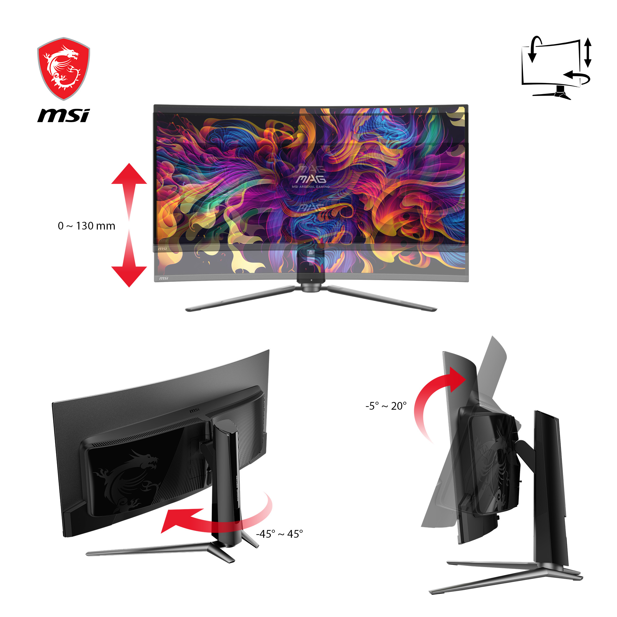 MSI MAG 341CQPDE QD-OLED curved, 34" UWQHD QD-OLED, 175Hz, 0.03ms, 1800R