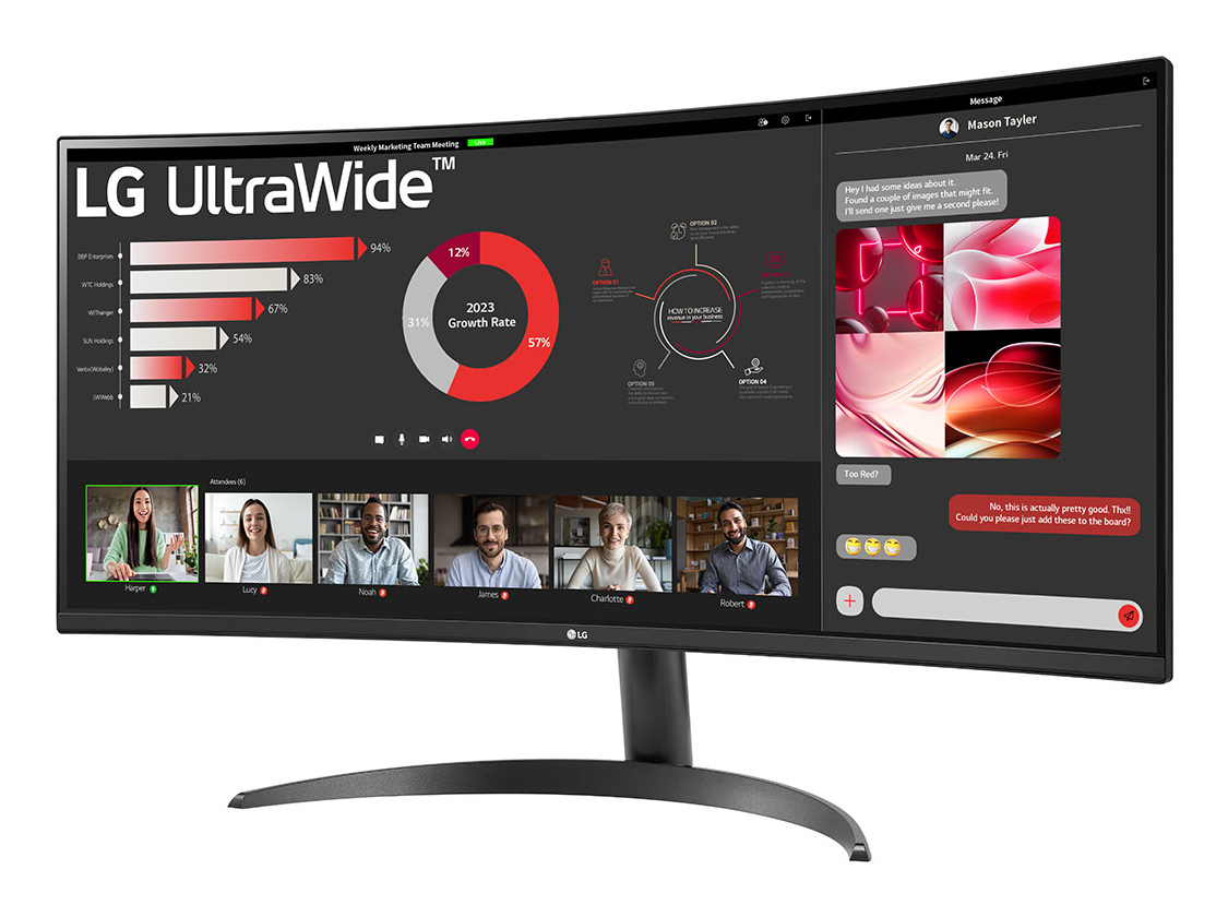 B-WARE - LG UltraWide 34WR50QK-B Curved-Monitor 86.4cm (34") UWQHD, VA, 5ms, HDMI, Displayport