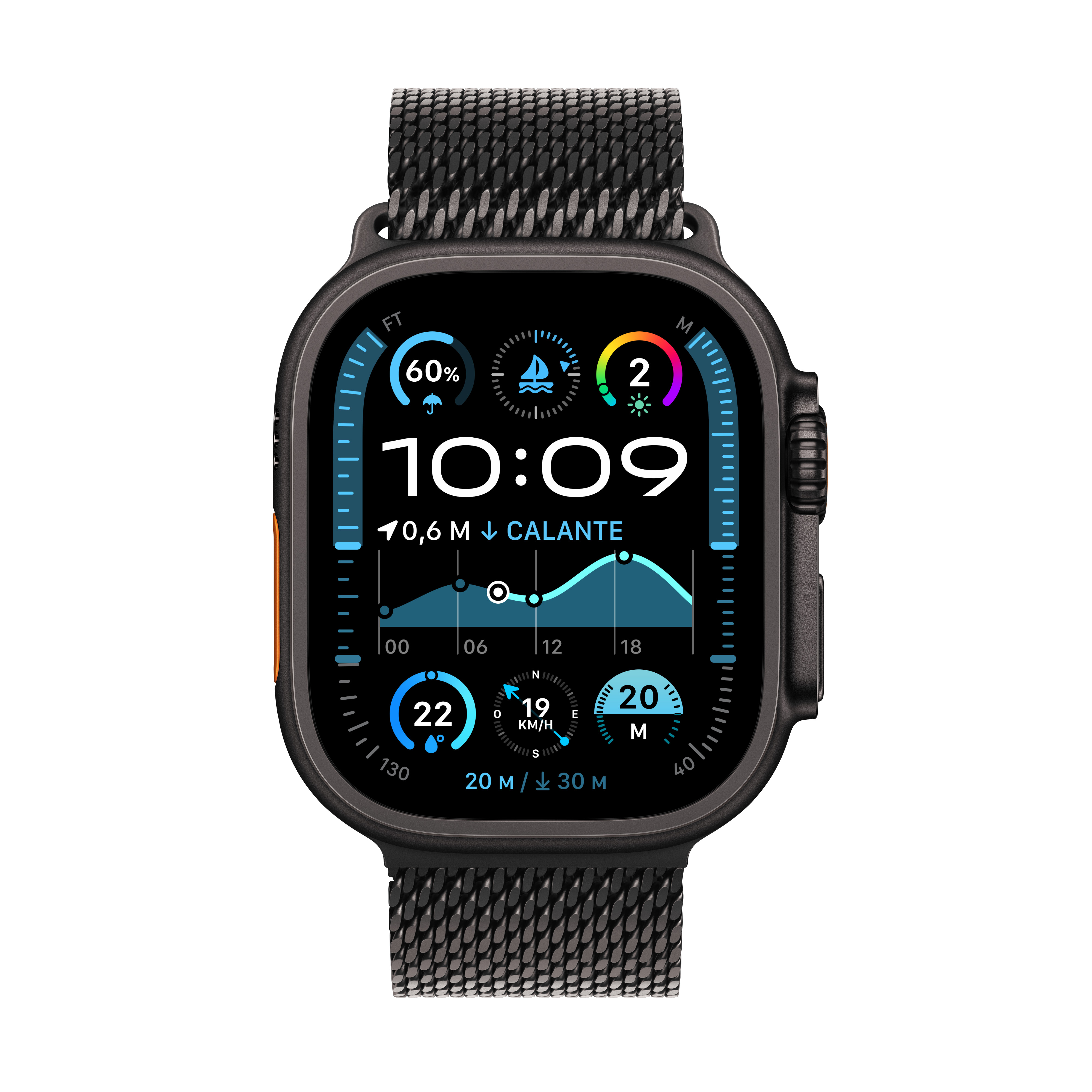 Apple Watch Ultra 2 schwarz mit Milanaise-Armband Medium schwarz