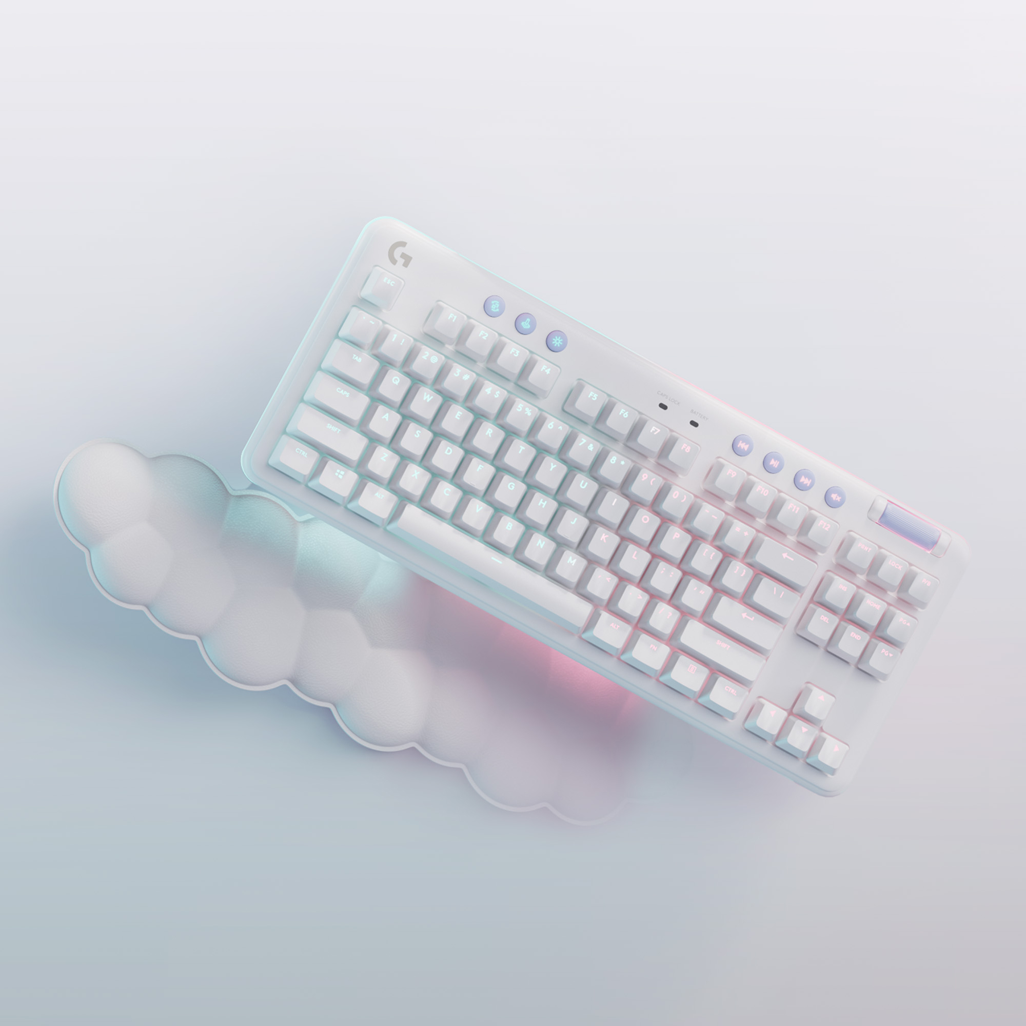 Logitech G G715, Kabellos, RF Wireless + Bluetooth, Mechanischer Switch, QWERTZ, RGB-LED, Weiß