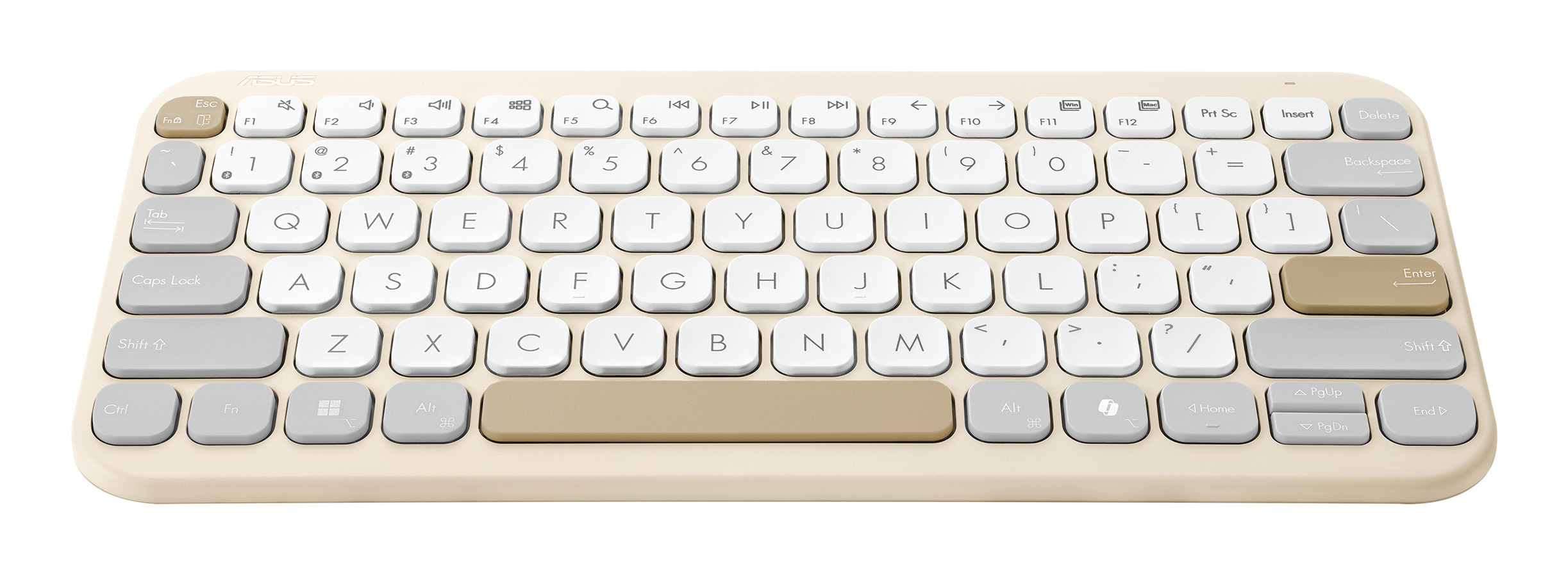 ASUS Marshmallow Keyboard KW100, 75%, Kabellos, Bluetooth, Scherenschalter, QWERTZ, Beige, Grau, Wei