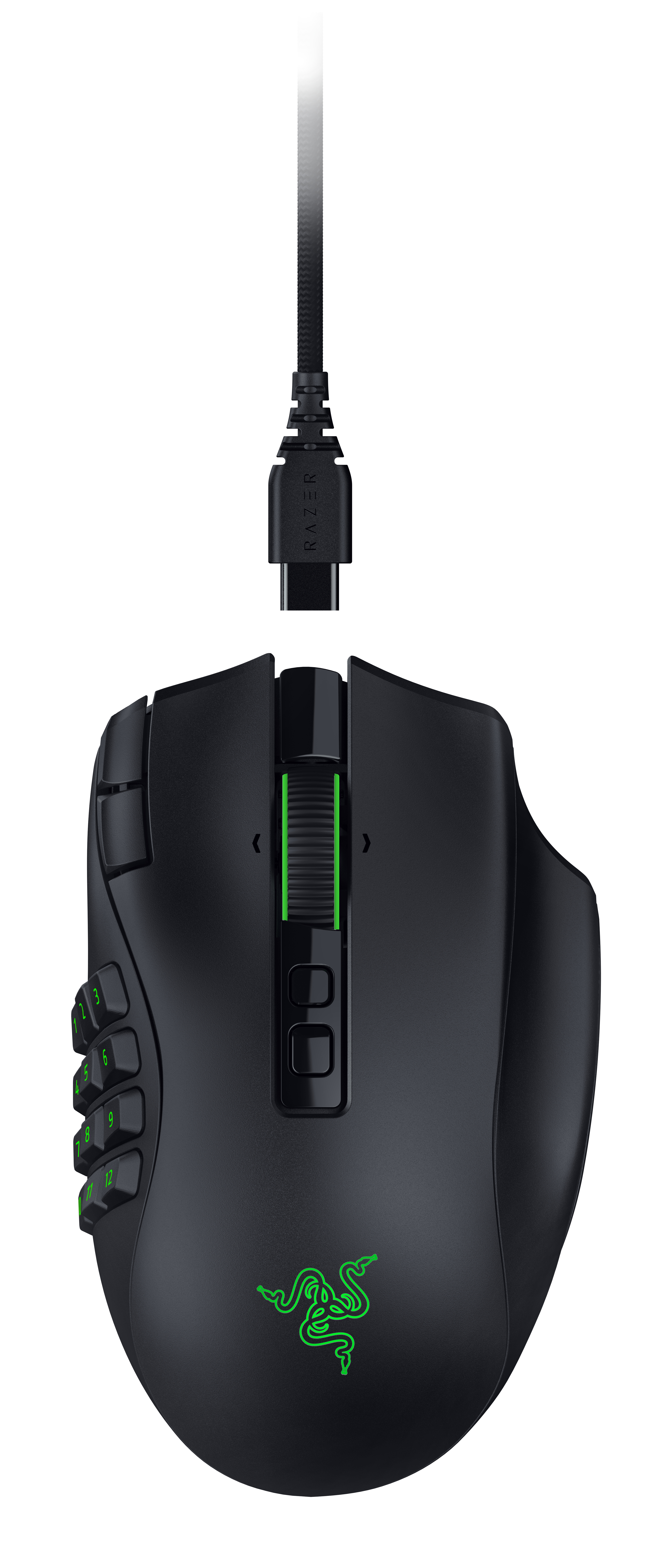 Razer Naga V3 Pro, Rechts, Optisch, RF Wireless + Bluetooth + USB Type-C, 50000 DPI, Schwarz