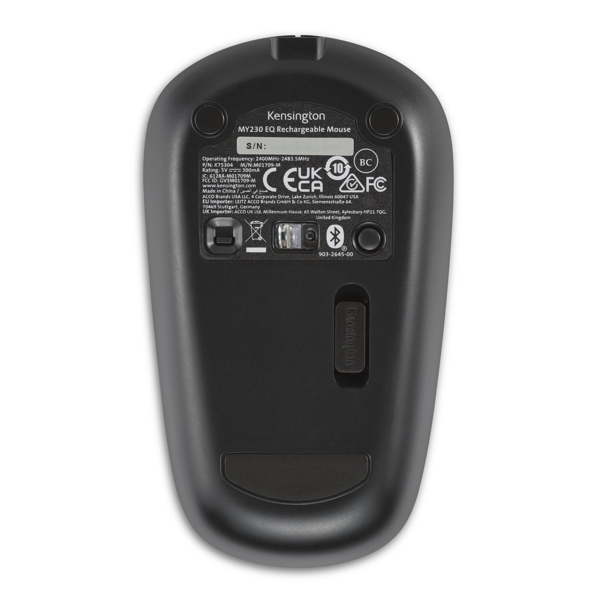 Kensington MY230 EQ - Maus - wiederaufladbar - rechts- und linkshändig - 3 Tasten - kabellos - 2.4 G
