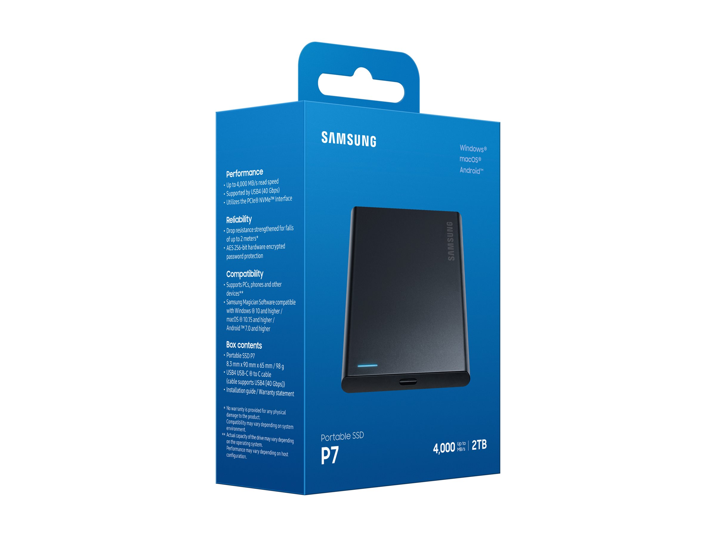 Samsung P7 MU-PF2T0G - SSD - verschlüsselt - 2 TB - extern (tragbar)