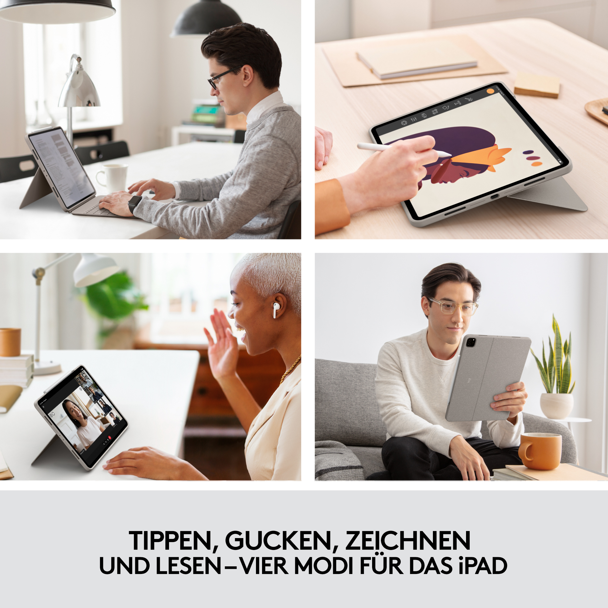 Logitech Combo Touch - Tastatur und Foliohülle - mit Trackpad - hintergrundbeleuchtet - Apple Smart