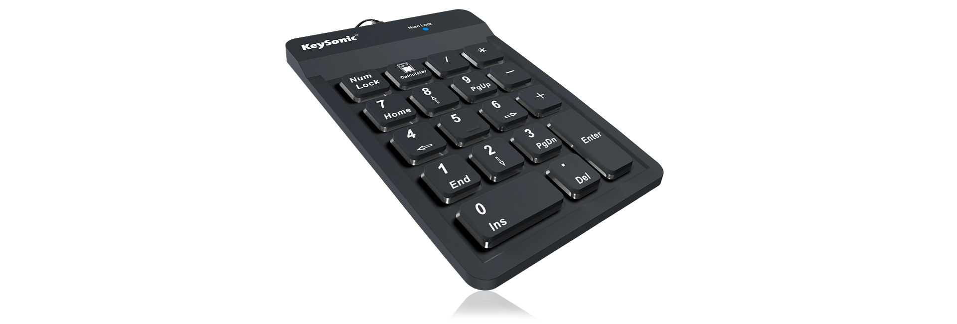 KeySonic ACK-118BK Nummernblock, Silikon, USB, schwarz, USB, 18, Universal, Schwarz