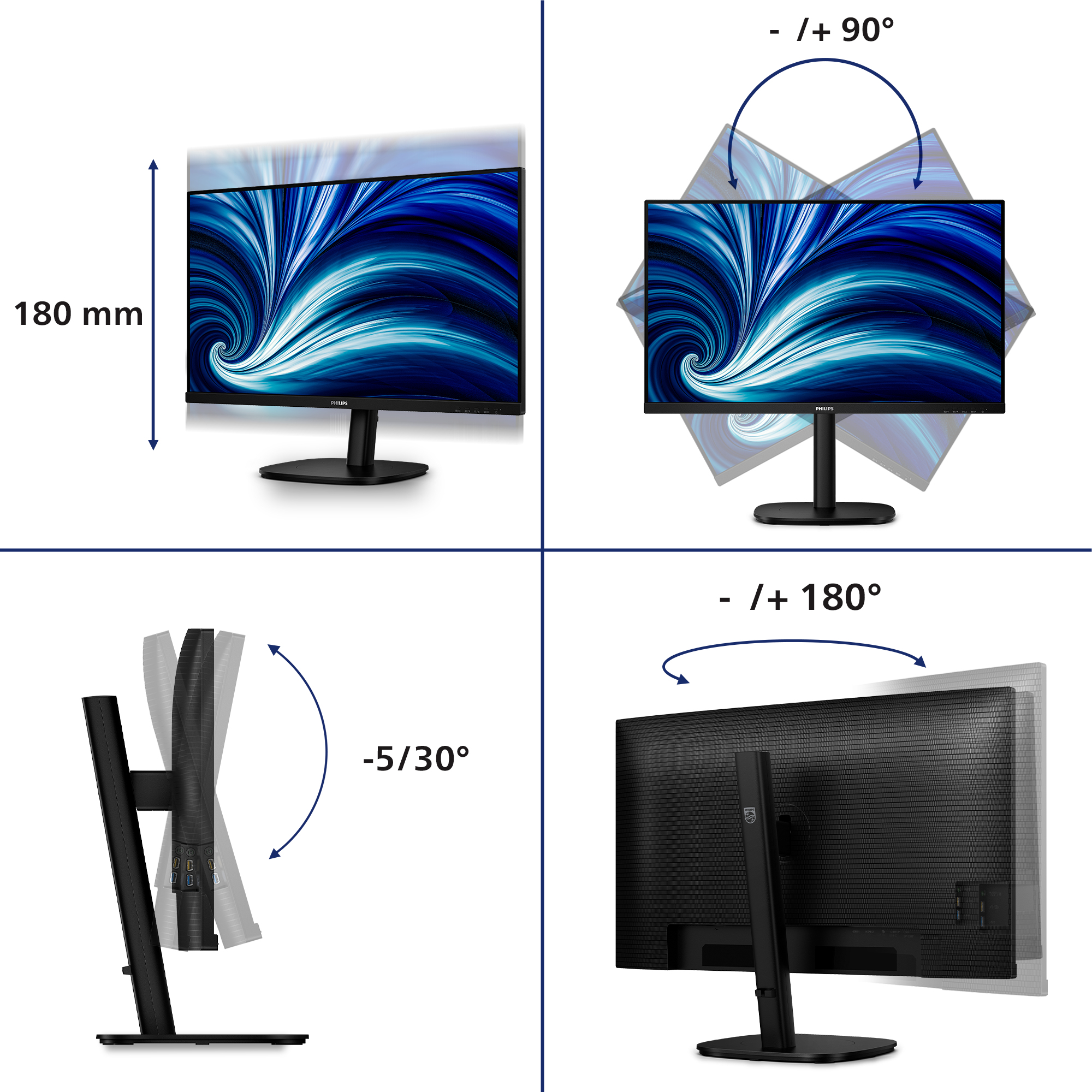 Philips 3000 Series 32B2N3500 Monitor 80.0cm (31.5") WQHD, IPS, 4ms, HDMI, Displayport, USB