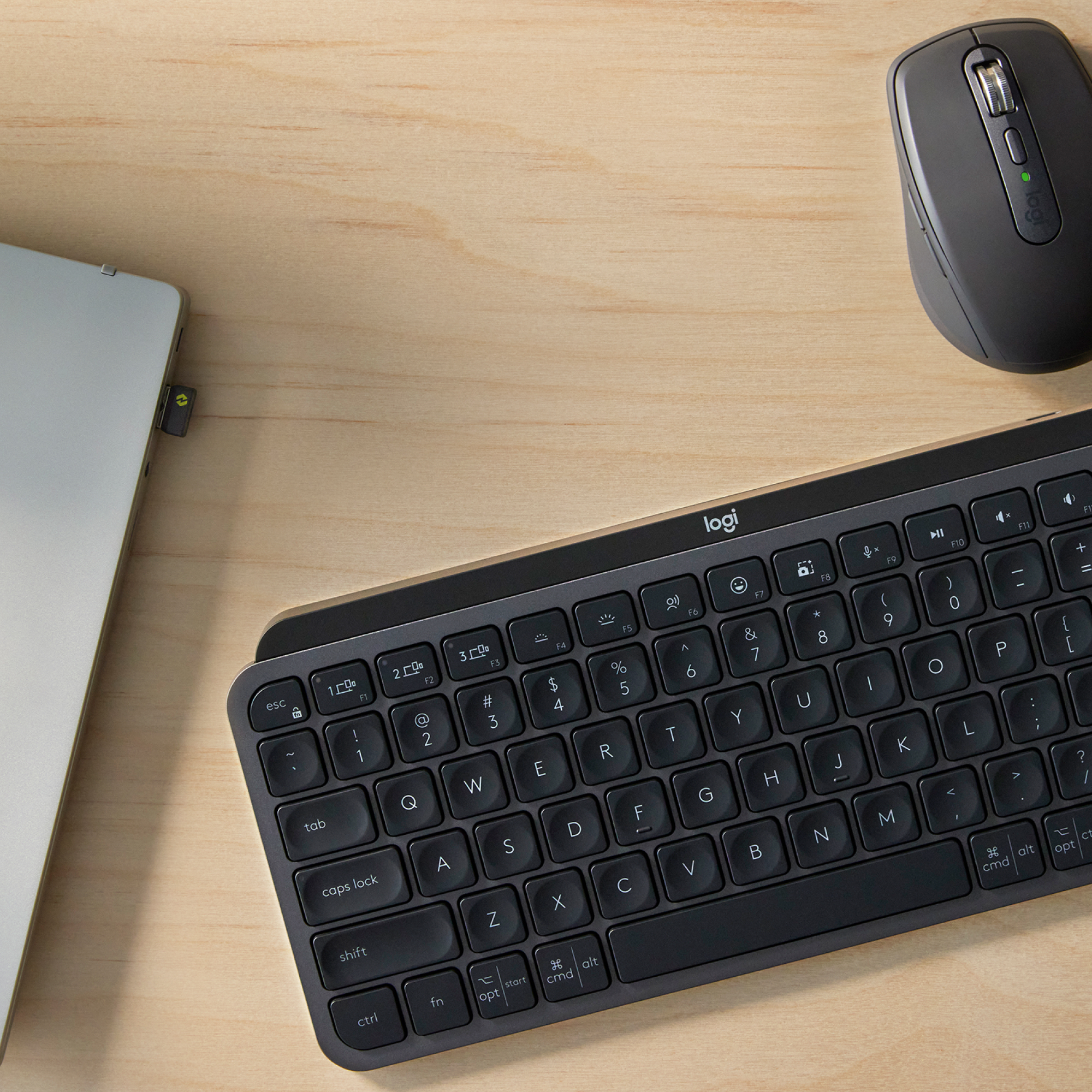 Logitech MX Keys Mini Combo for Business, Kabellos, RF Wireless + Bluetooth, QWERTZ, LED, Graphit, M