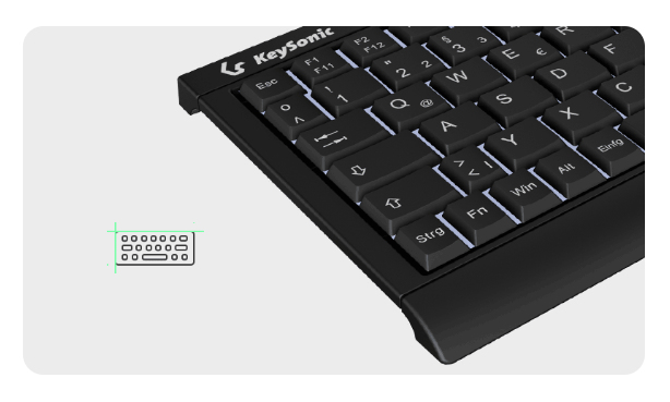 KeySonic KSK-3011ELC (DE), Super-Mini Tastatur, integrierter Numernblock black, Combo, Kabelgebunden