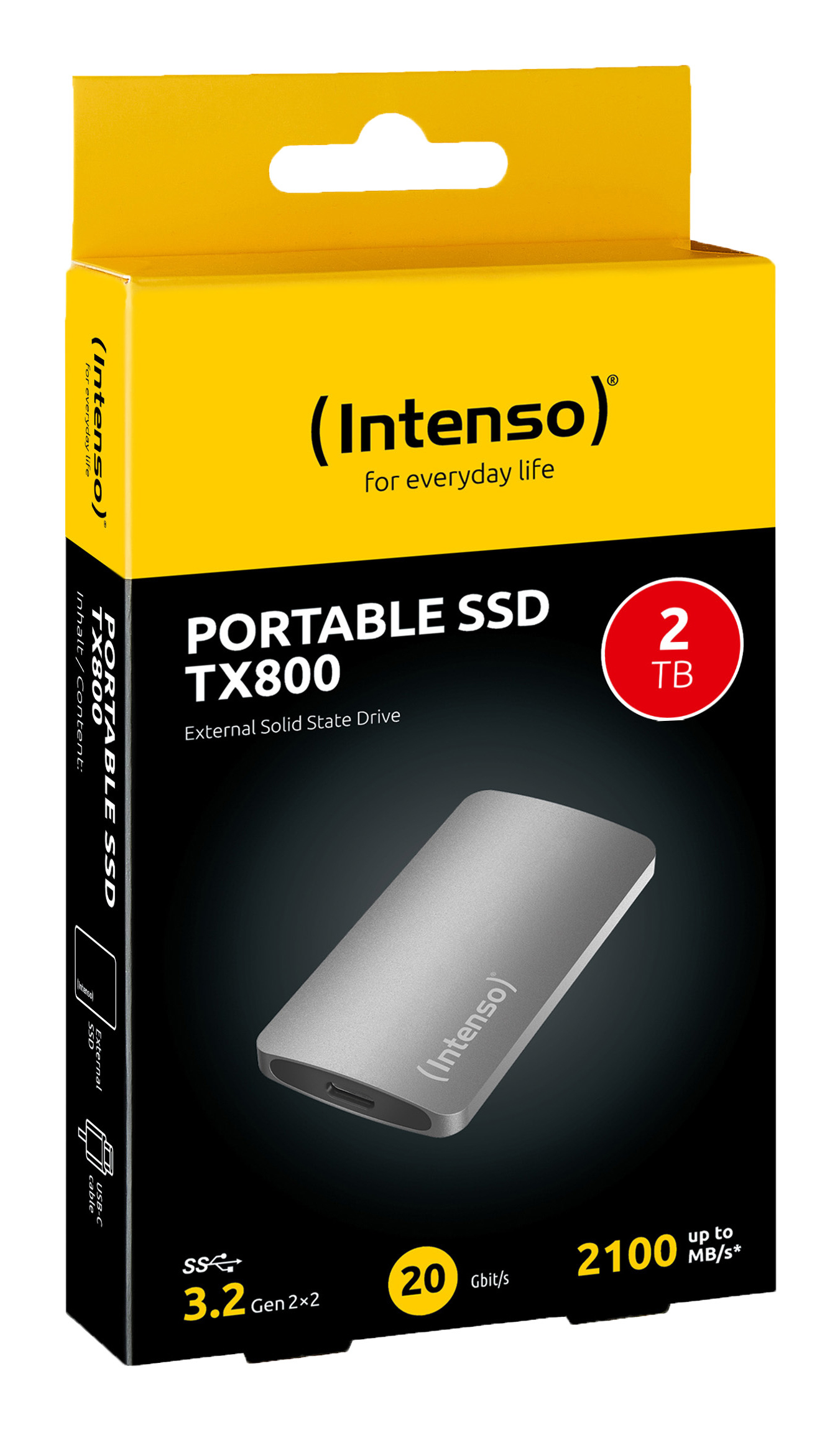 Intenso TX800 - SSD - 2 TB - extern (tragbar) - USB 3.2 Gen 2x2 (USB-C Steckverbinder)