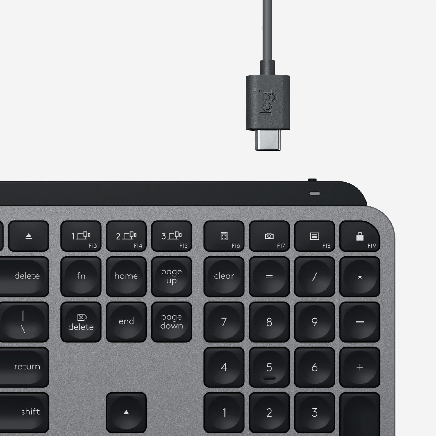 Logitech MX Keys f/ Mac, Volle Größe (100%), Kabellos, RF Wireless + Bluetooth, QWERTY, Grau