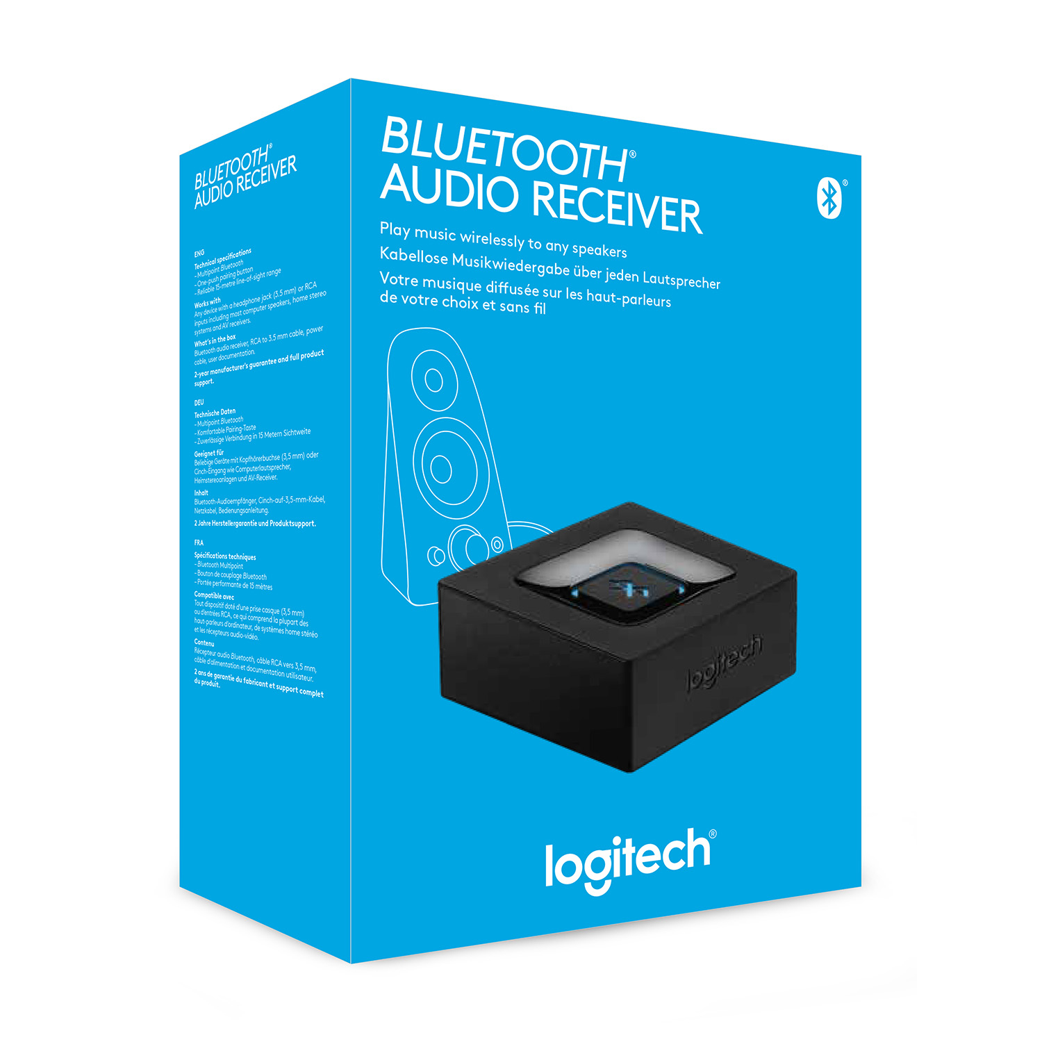 Logitech Bluetooth Audio Receiver, 3,5 mm, A2DP, 15 m, Schwarz, AC, Typ C